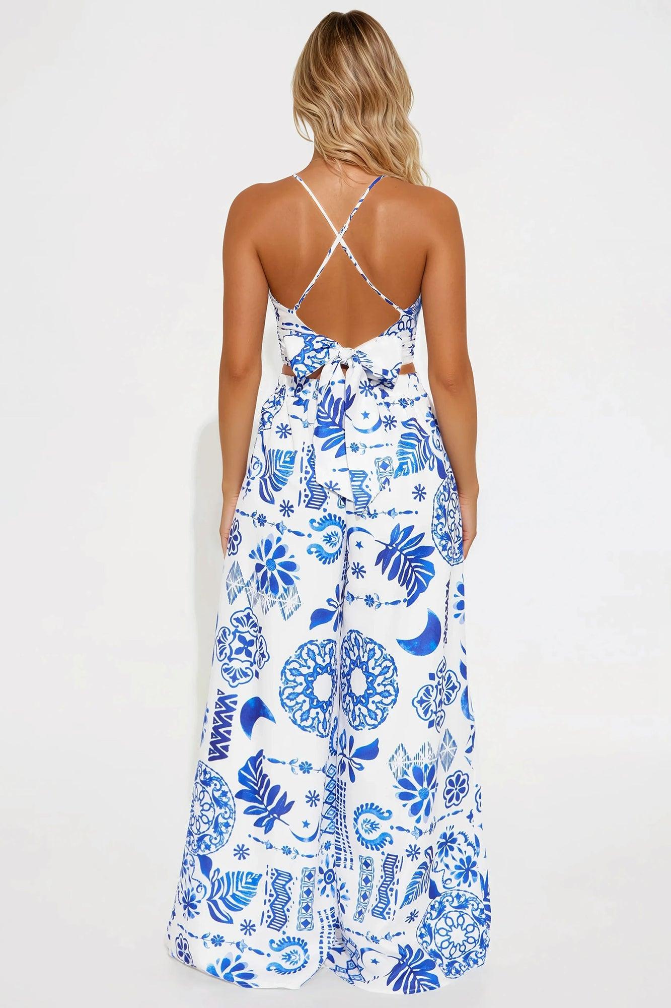 Azul Wide Leg Pant Set - Blue/combo Product Image