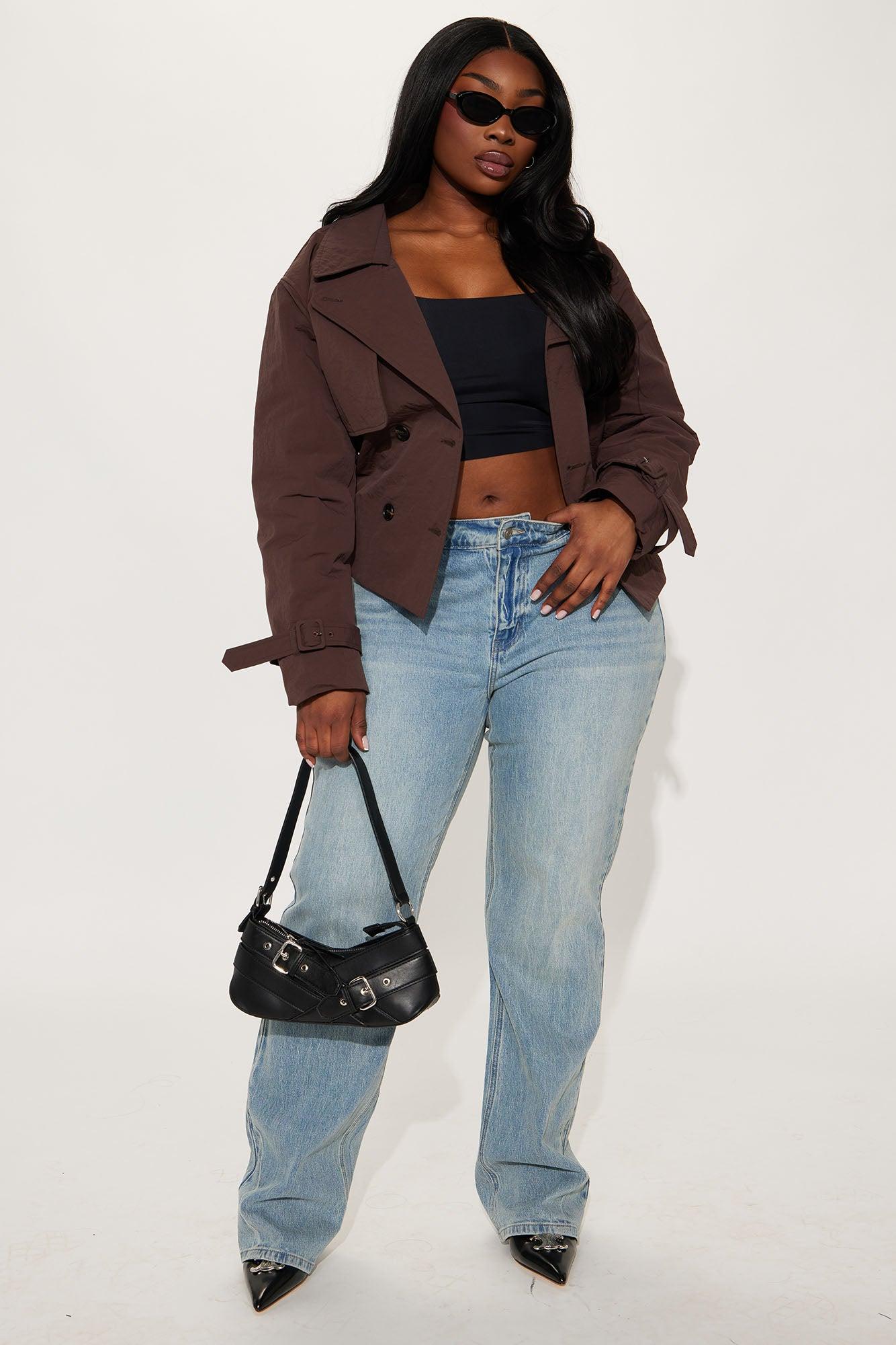 Nicole Belted Nylon Cropped Trench - Chocolate Female Product Image