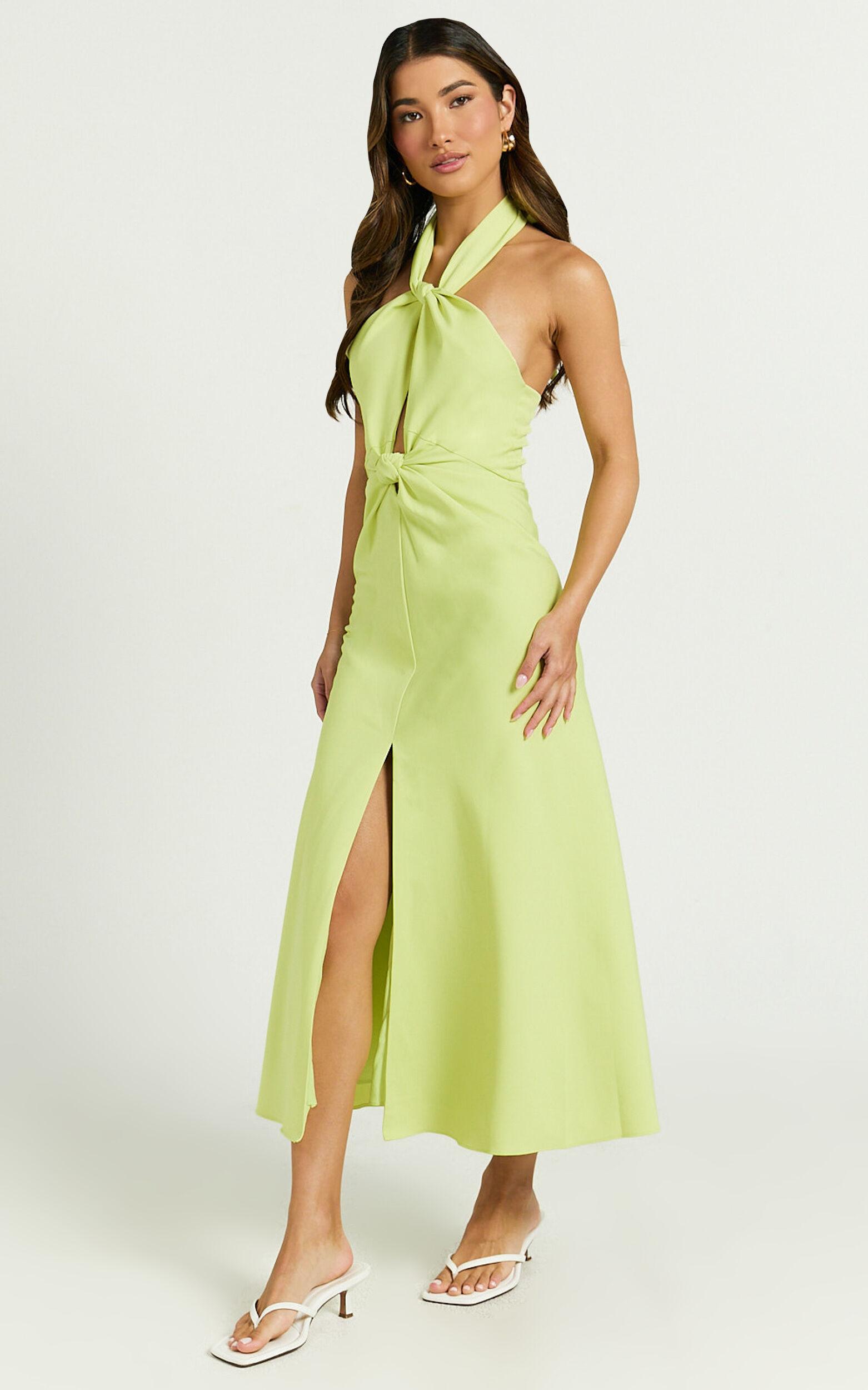 Amalie The Label - Levine Halter Front Cut Out Midi Dress in Citrus Product Image