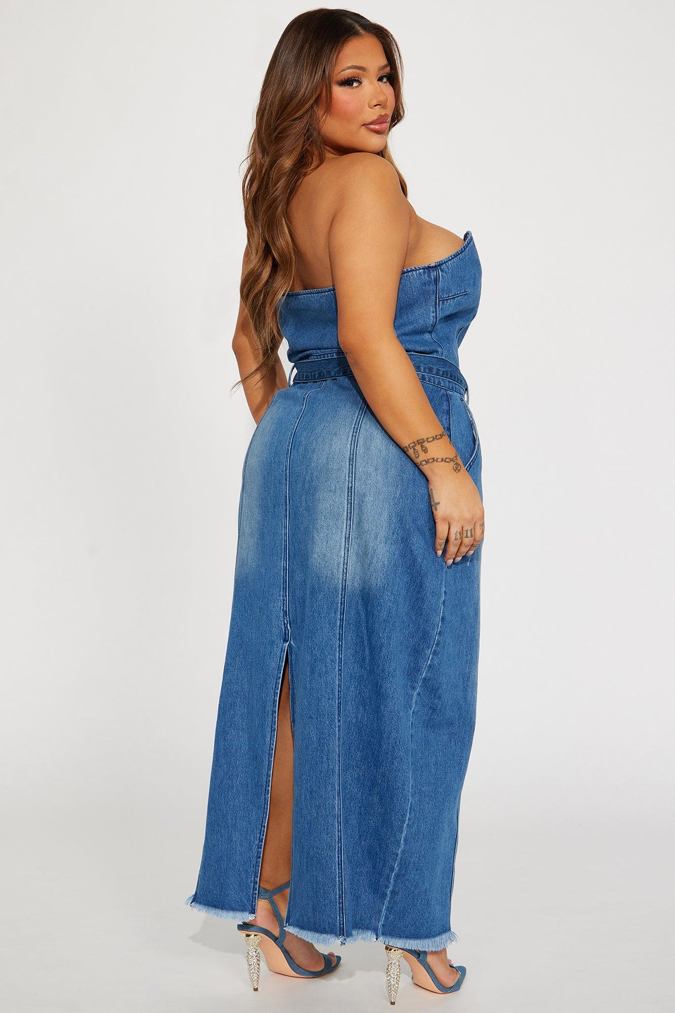 Delaney Denim Maxi Dress - Dark Wash Product Image