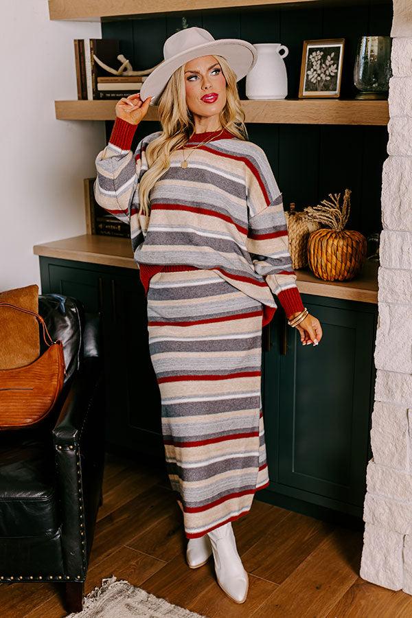 Mulled Wine Stripe Sweater Skirt Curves Product Image