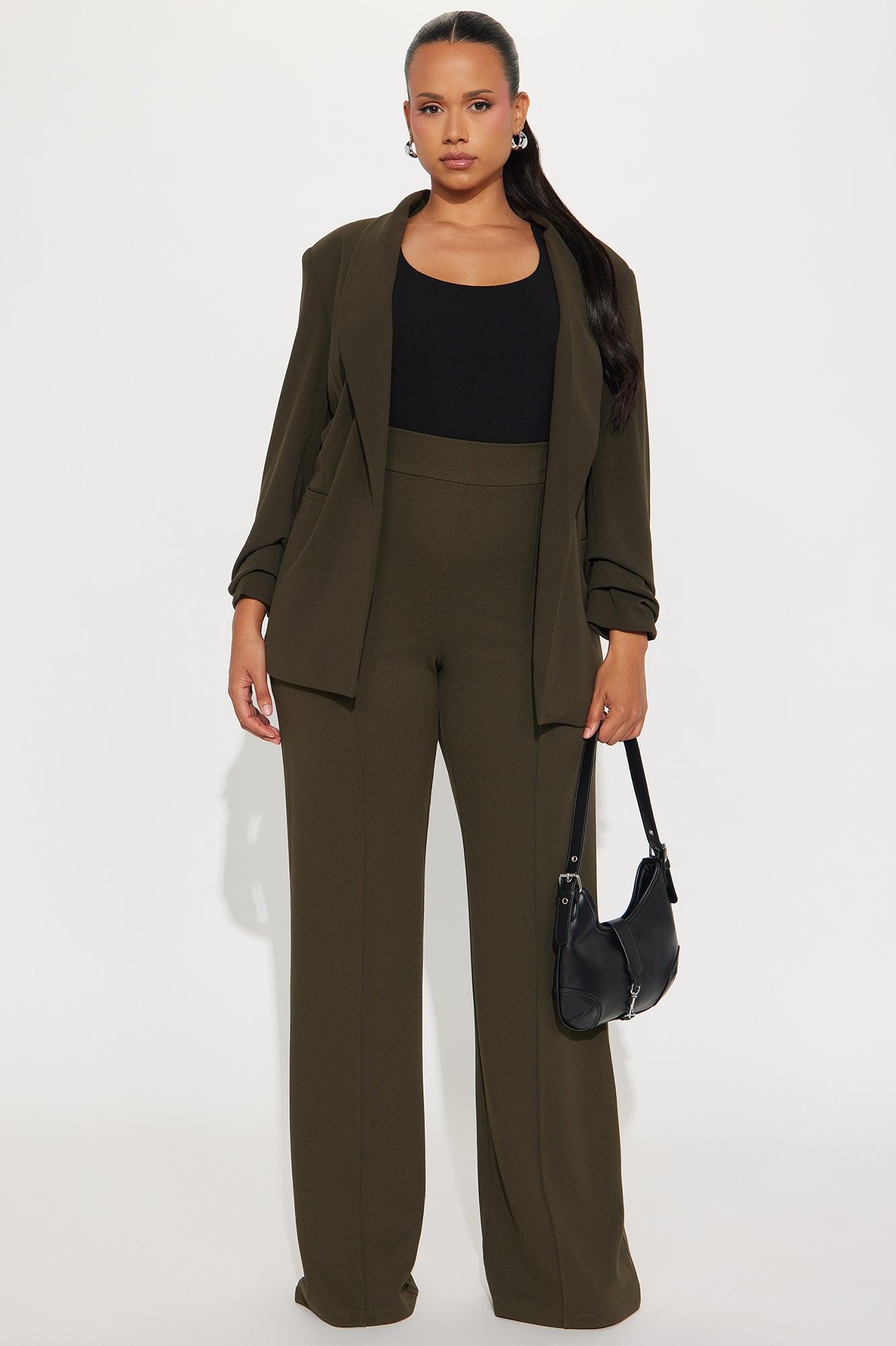 Tall Victoria High Waisted Dress Pants - Olive 1 Female Product Image