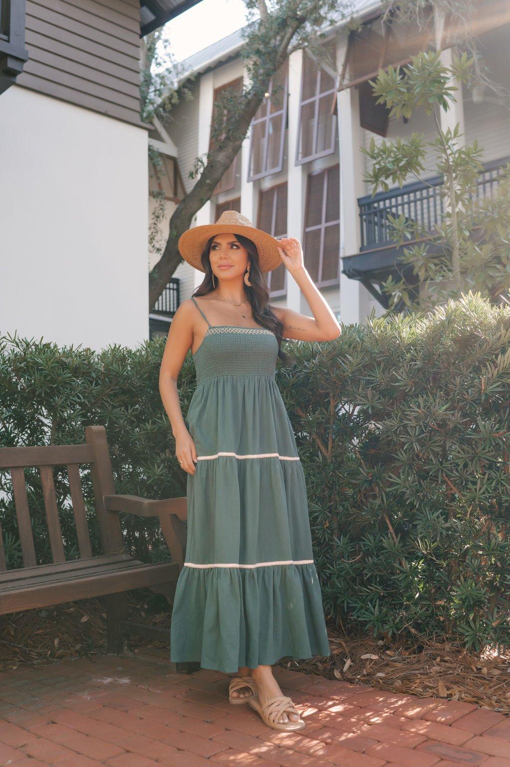 Teal Smocked Cami Maxi Dress Product Image