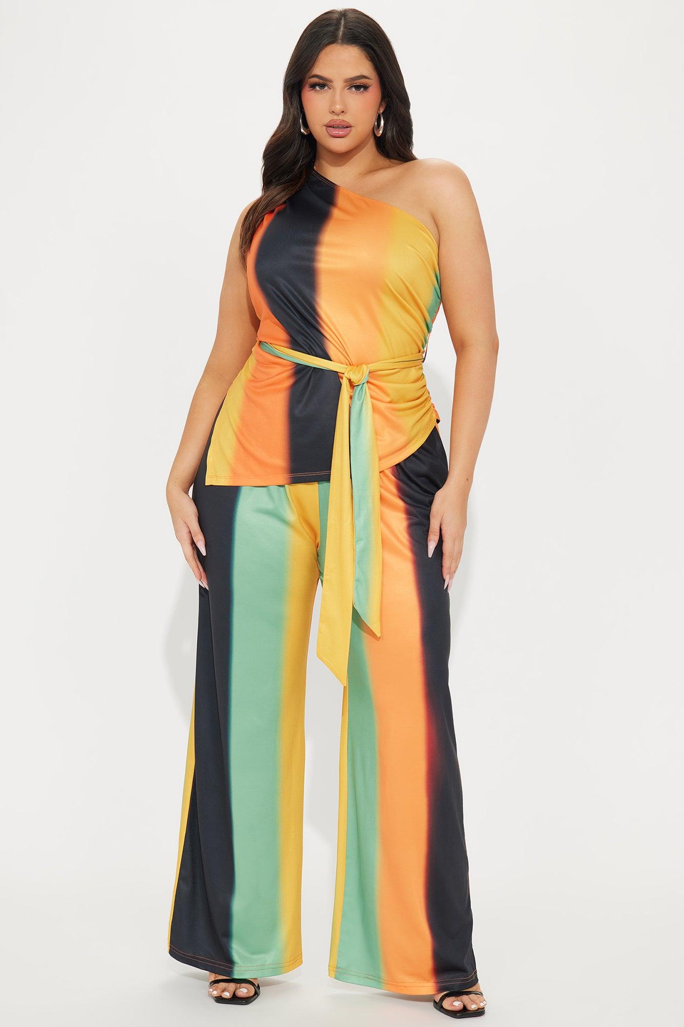 Solay Pant Set - Orange/combo Product Image