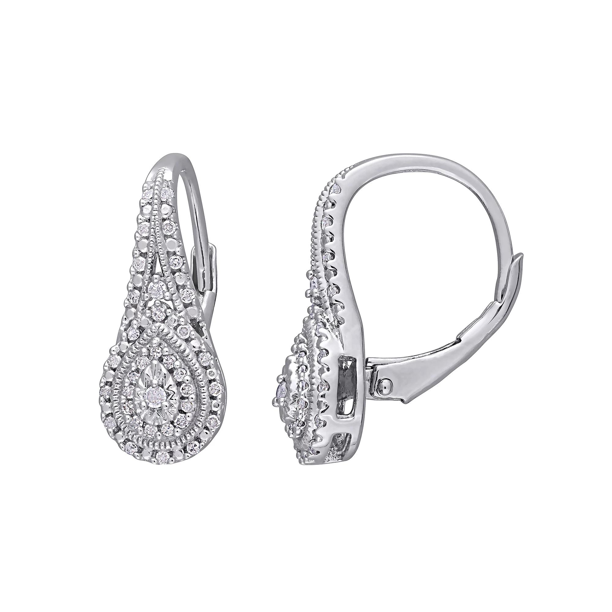 Stella Grace Sterling Silver 1/4 Carat T.W. Diamond Leverback Earrings, Women's Product Image