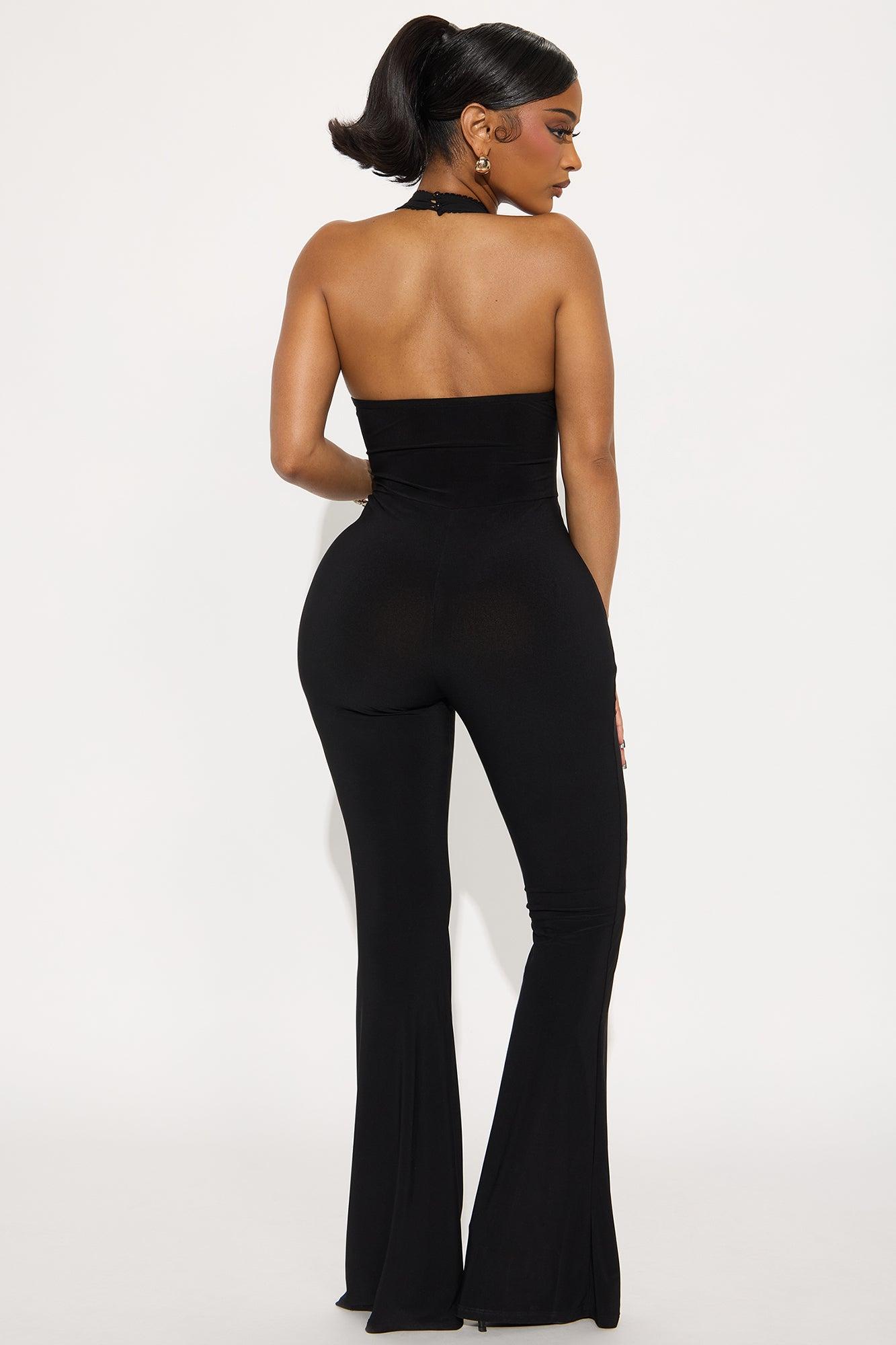 Ruth Halter Flare Leg Jumpsuit - Black Female Product Image