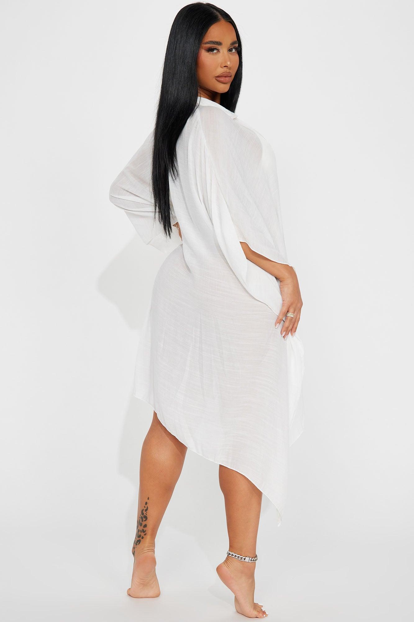 Megan Swim Cover Up Kimono - White Product Image