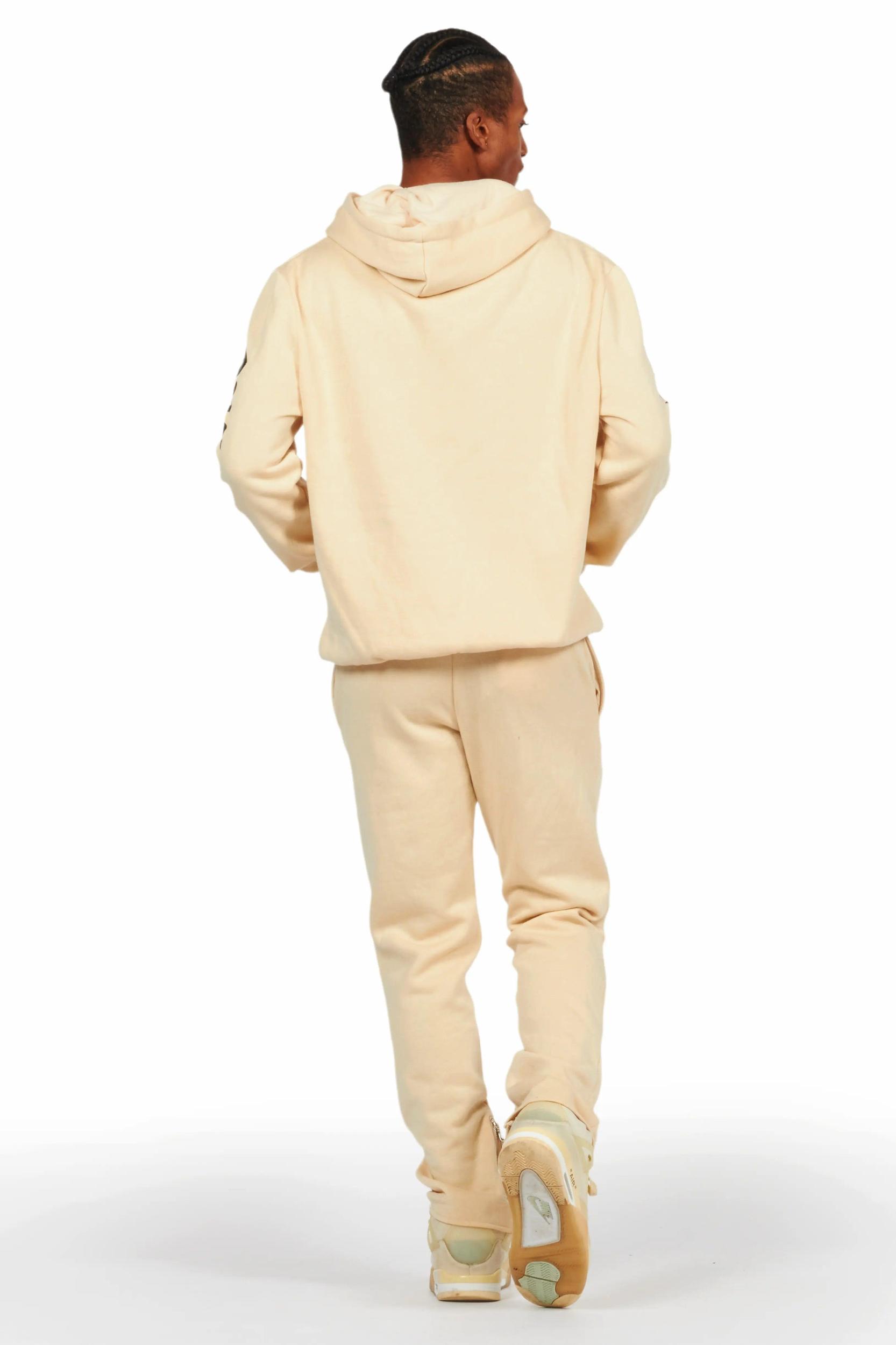 Alonzo Beige Slim Fit Hoodie Track Set Male Product Image