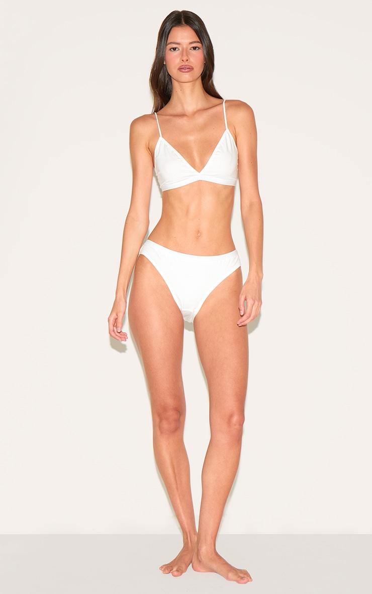 White Jersey Triangle Bralette And Thong Lingerie Set Product Image