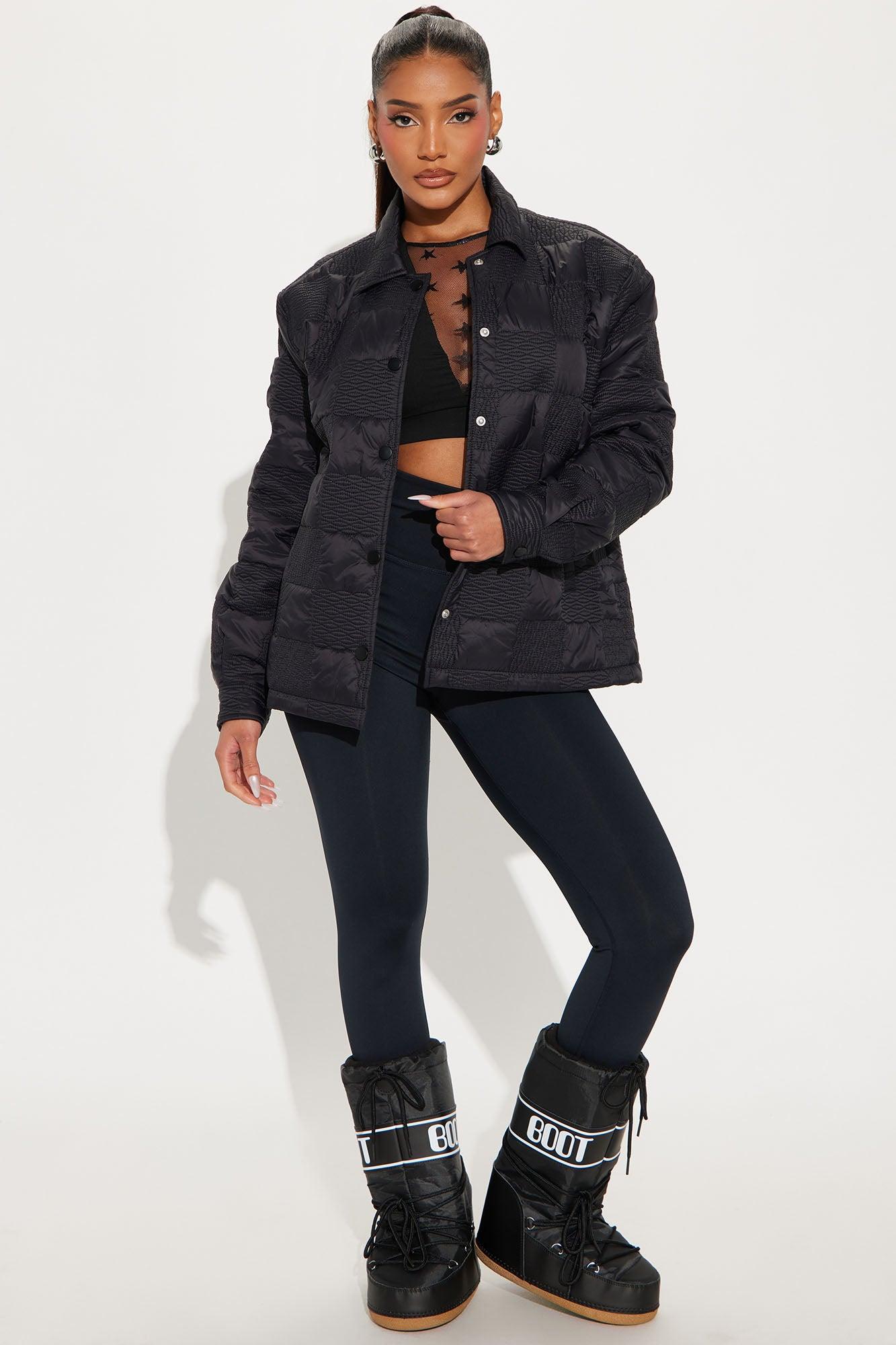 Snow Blanket Quilted Puffer Jacket - Black Female Product Image