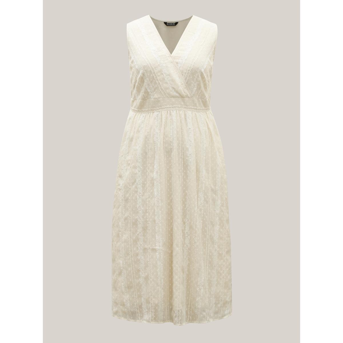 Plus Size Woven Textured Surplice Neck Maxi Dress Apricot Women Overlap Collar Sleeveless Curvy BloomChic 28/5X Product Image