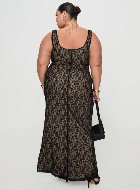 Romani Lace Maxi Dress Black Curve Product Image