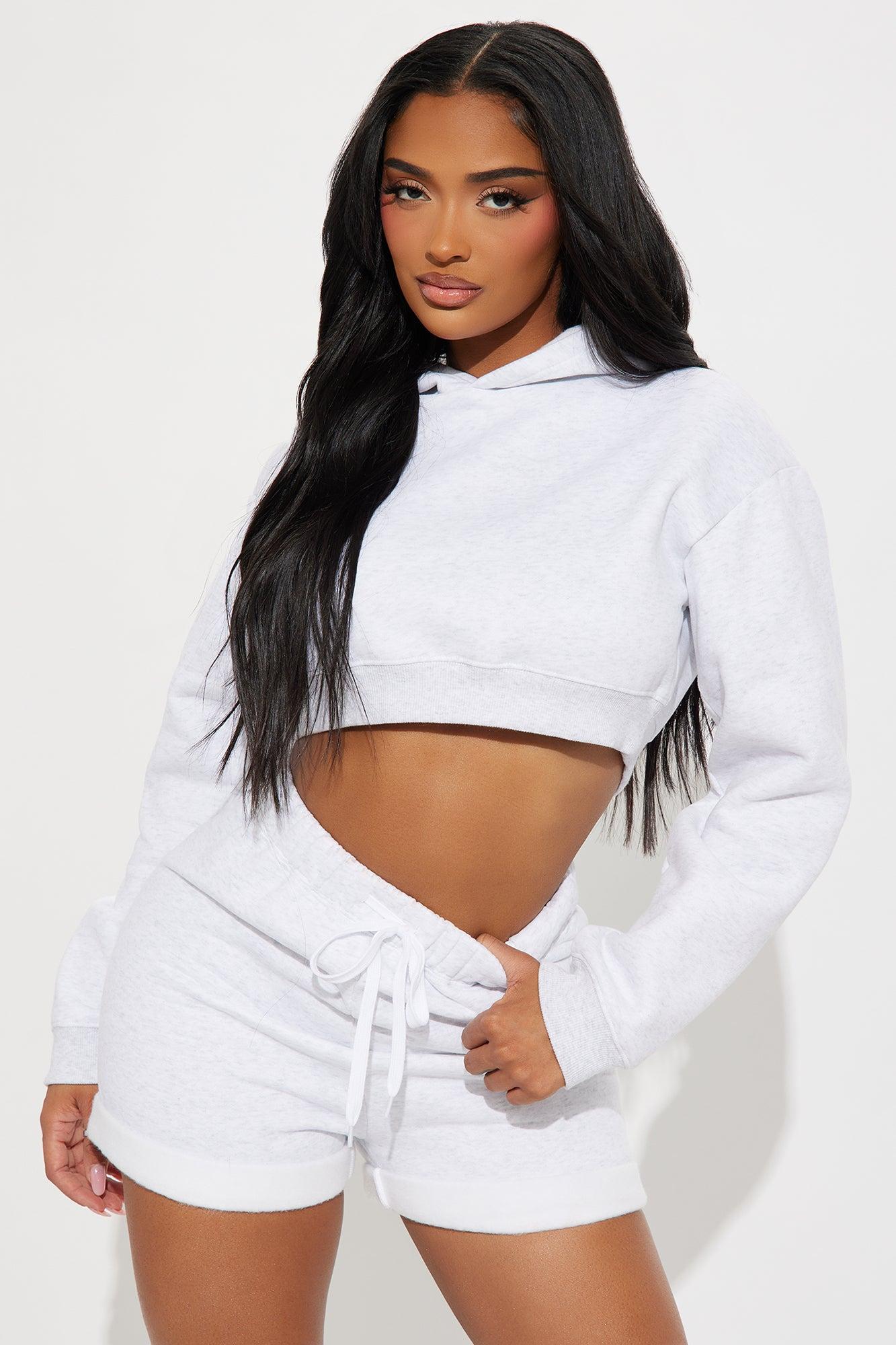 Lena Fleece Short Set - Off White Product Image