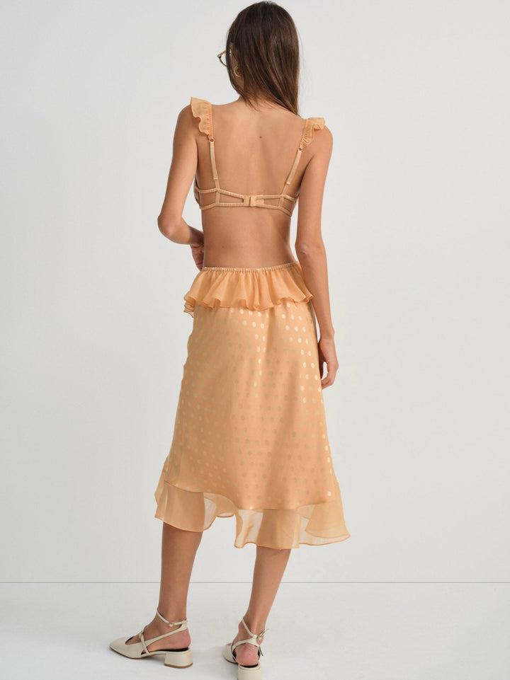 Glimmer Rosebud Midi Skirt — Rose Gold Product Image