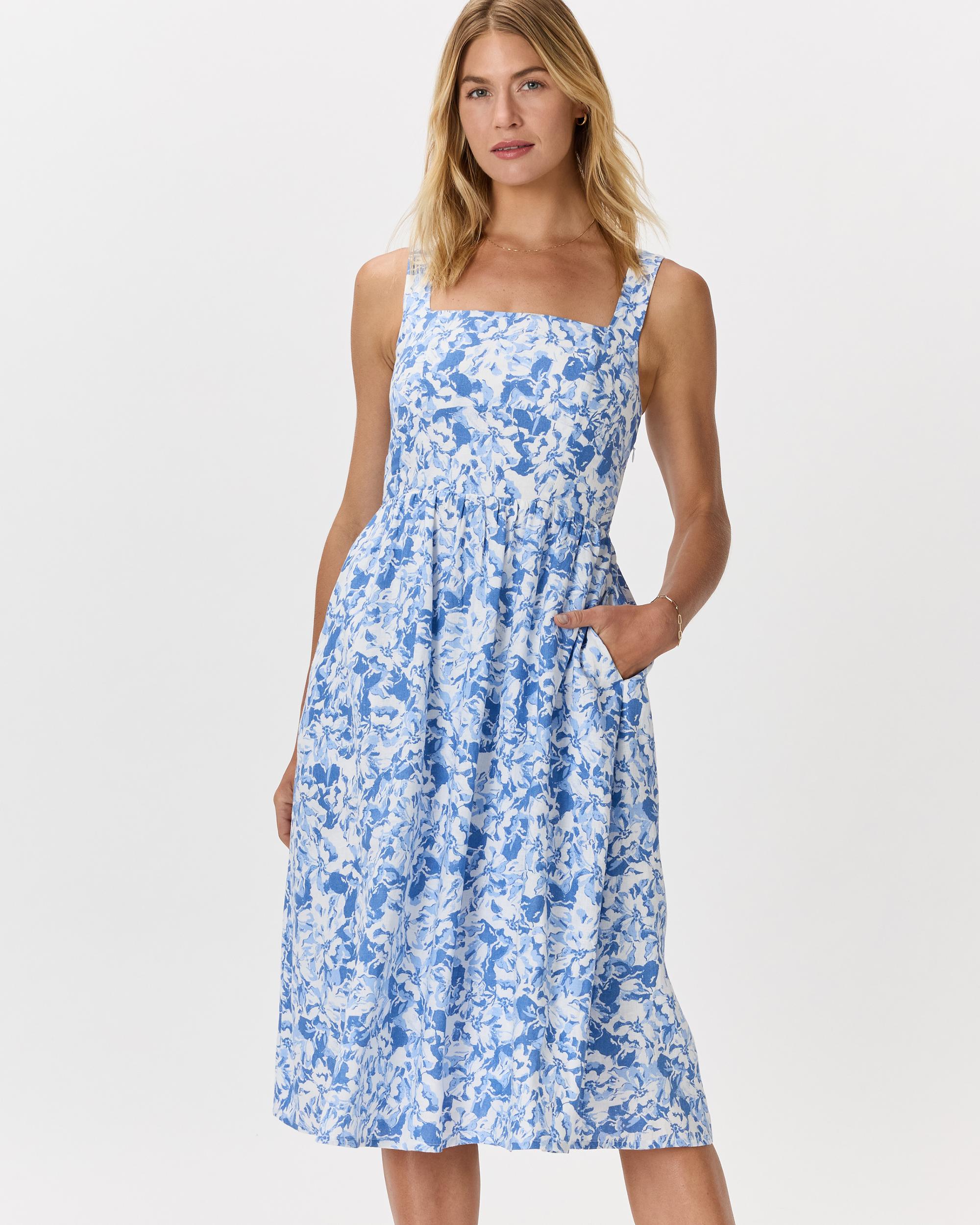 Quince | Women's 100% European Linen Fit & Flare Midi Dress Product Image