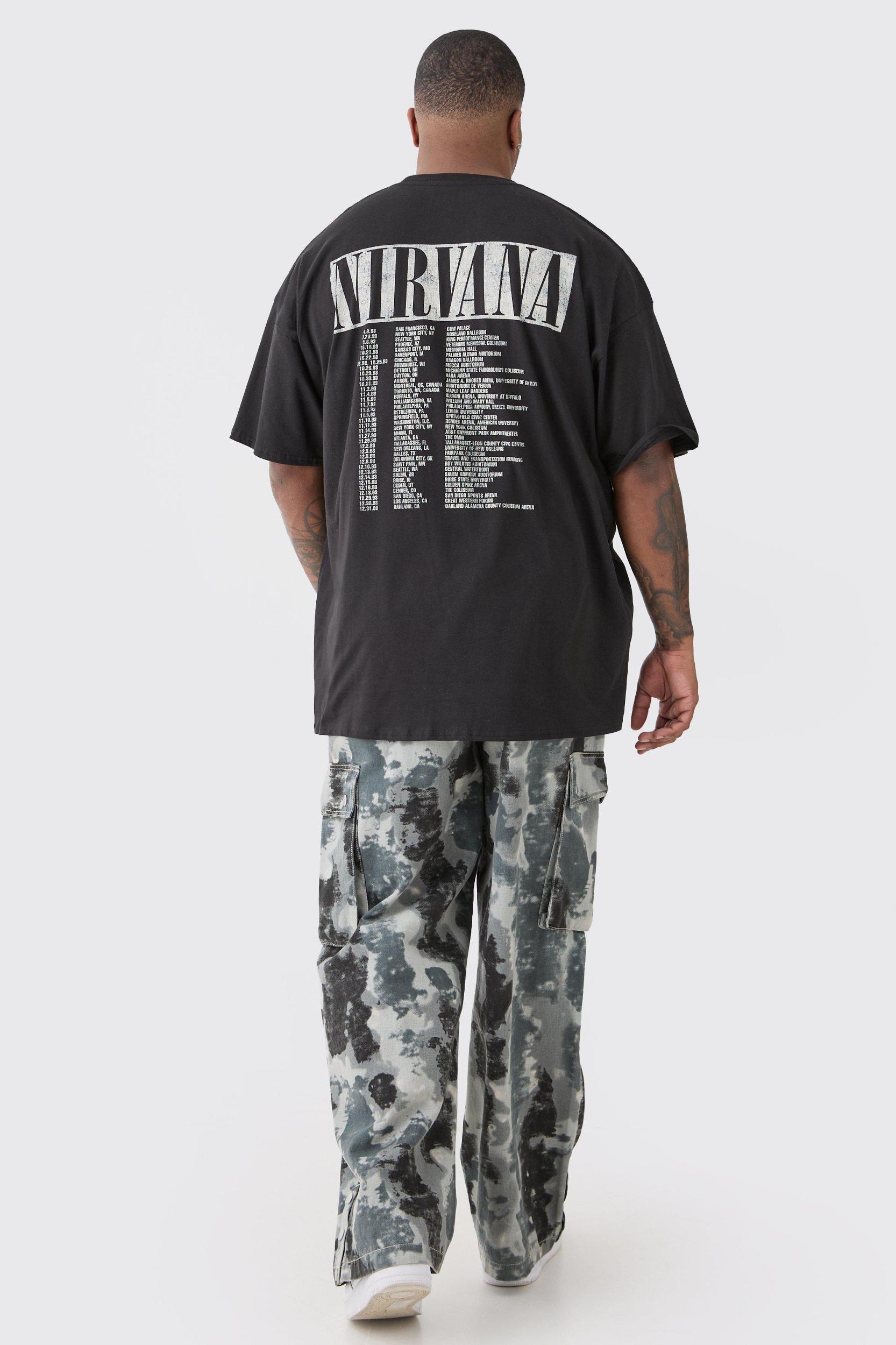 Plus Regular Fit Nirvana Tour Dates Back Print License T-shirt | boohooMAN USA Product Image