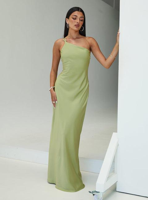 Nehemiah One Shoulder Maxi Dress Green Product Image
