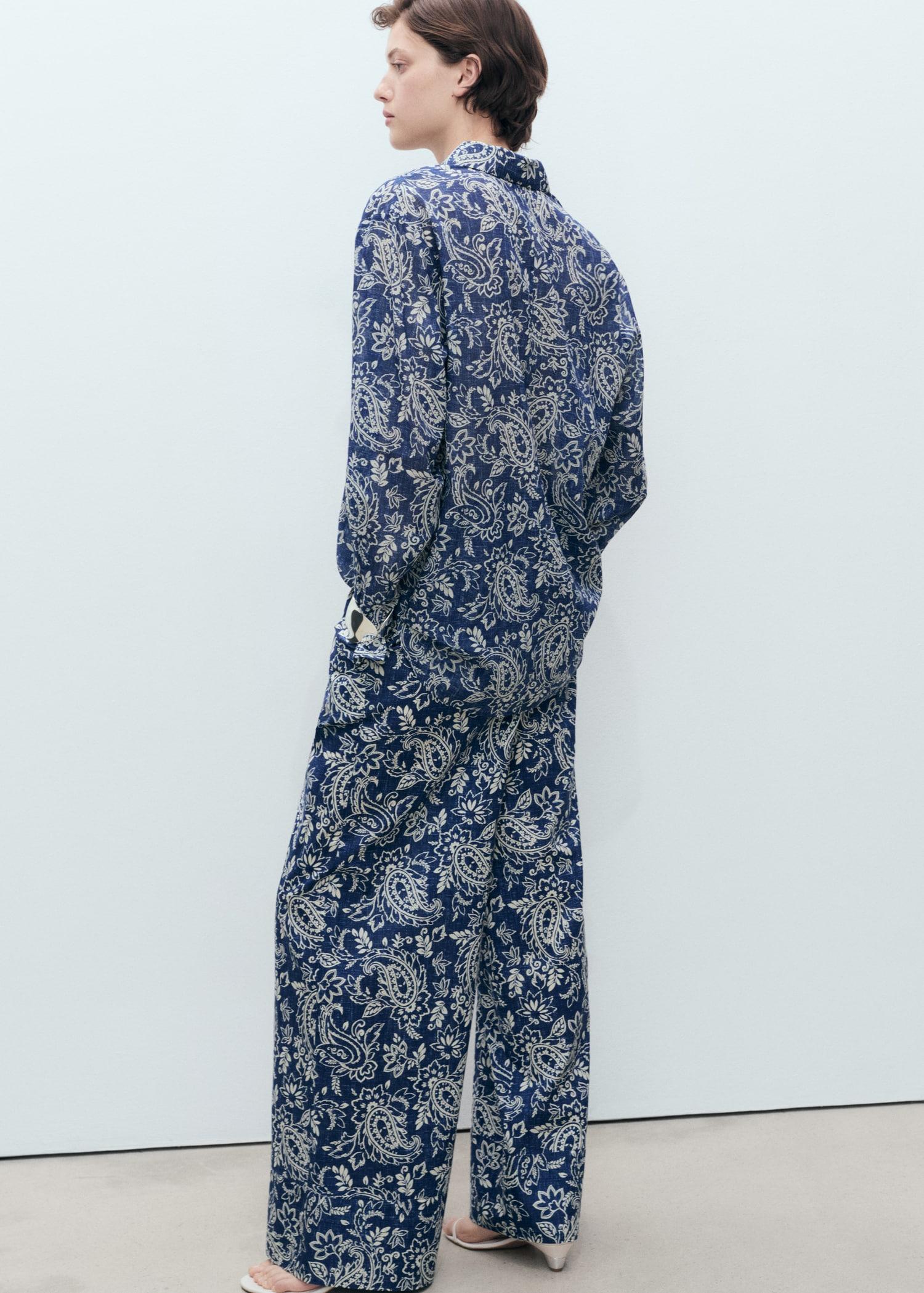 Printed cotton pants - Women | MANGO USA Product Image