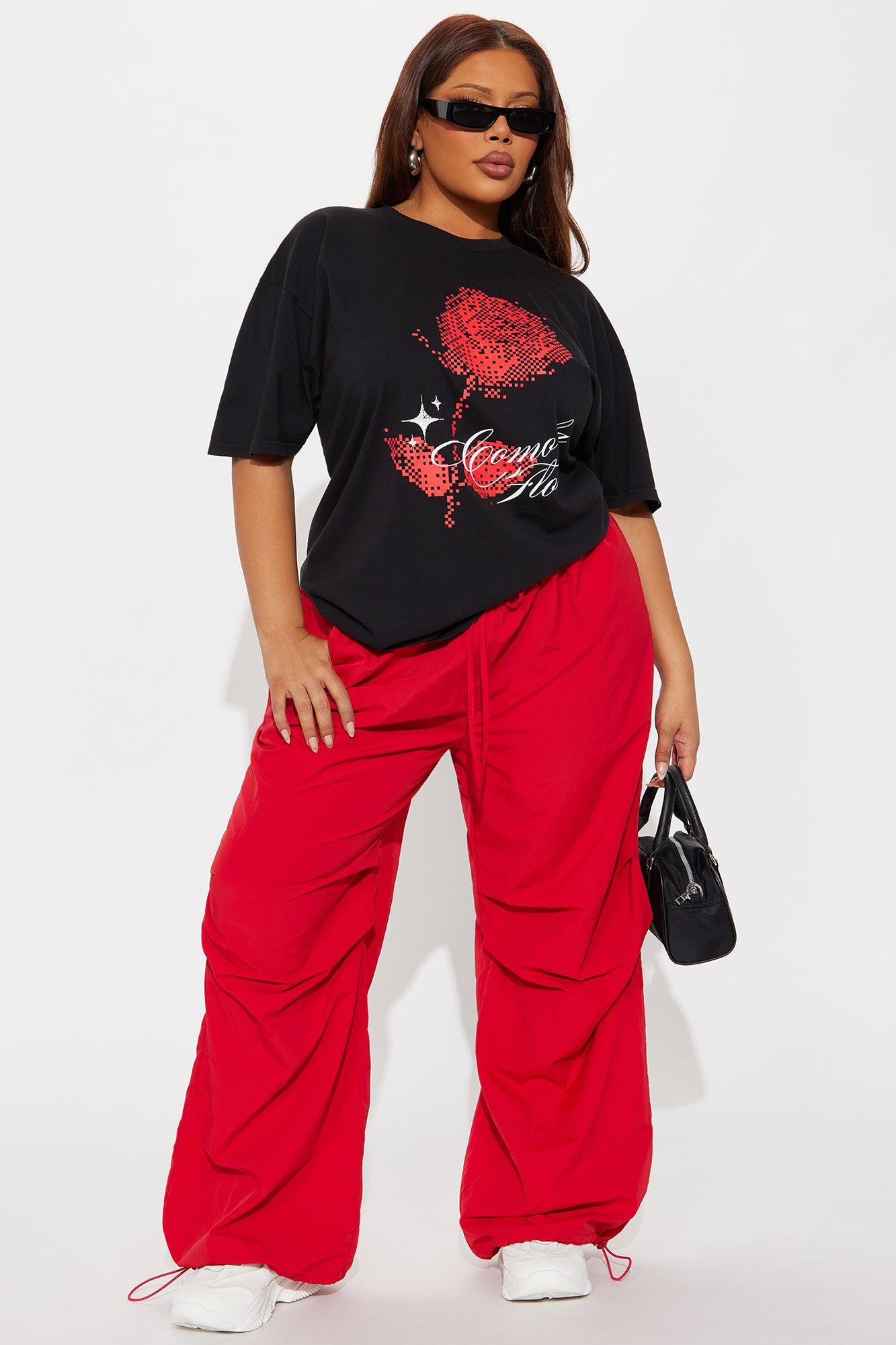 Como La Flor Rose Washed Oversized Tee - Black Female Product Image