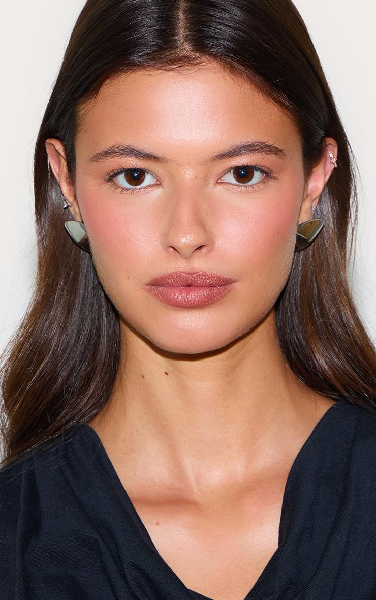 Silver Bevelled Triangle Chunky Statement Stud Earrings Product Image