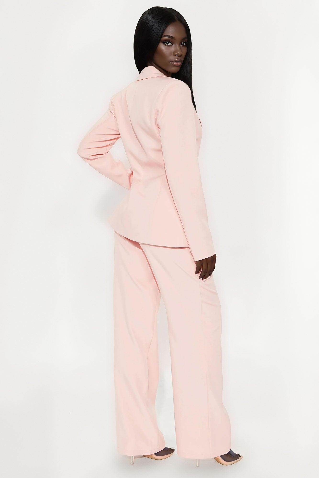 CEO Moves Fitted Waist Blazer And Pant Set - Pink Female Product Image
