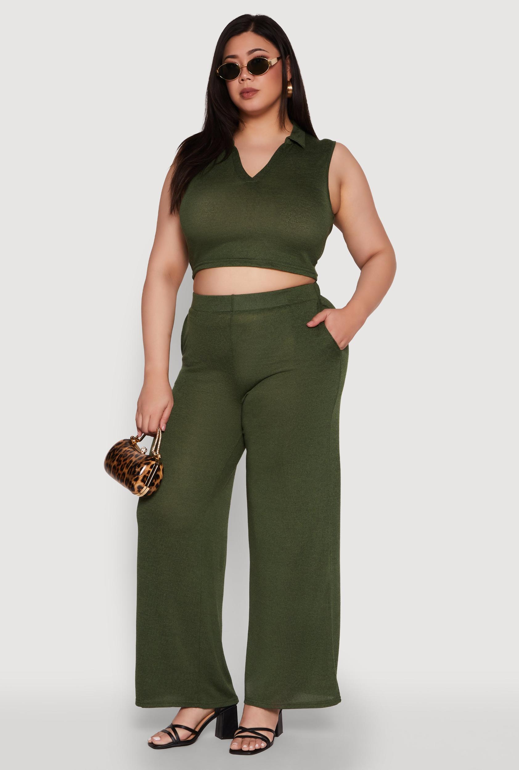 Womens Plus Size Daisy High Waisted Wide Leg Palazzo Pants Product Image