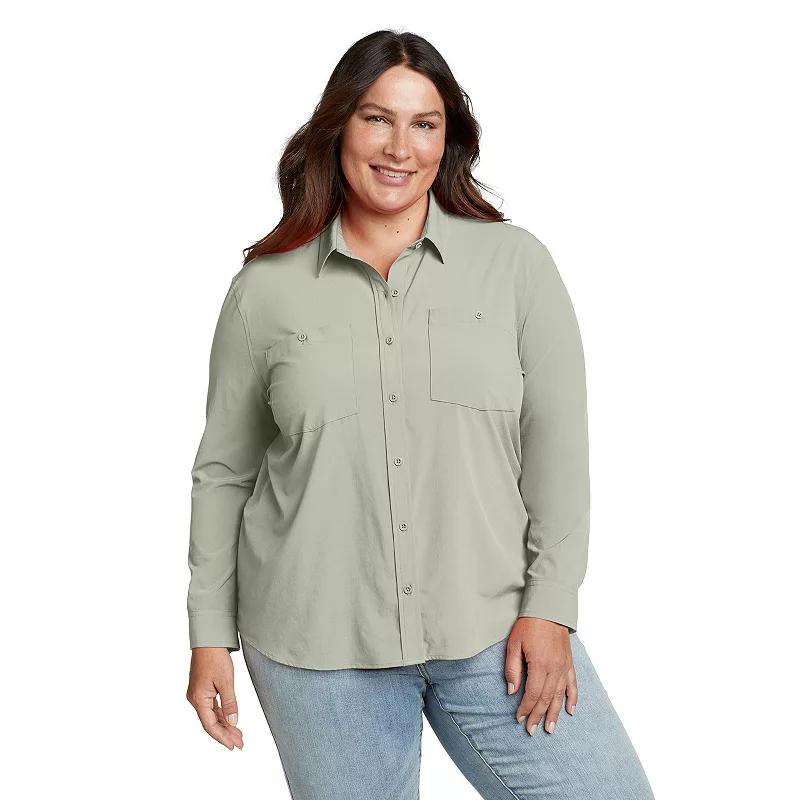 Plus Size Eddie Bauer Departure 3.0 Long Sleeve Collared Button Down Shirt, Women's, Size: 3XL, Black Product Image