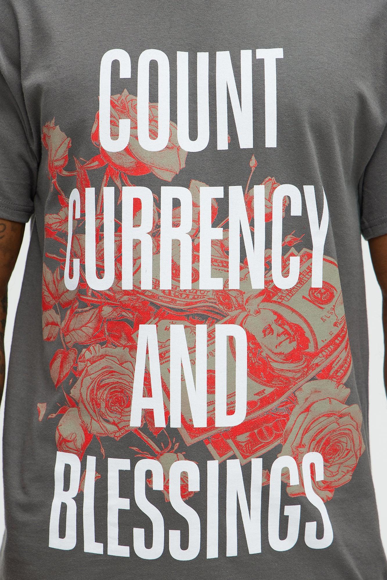 Count Currency And Blessings Short Sleeve Tee - Charcoal Male Product Image
