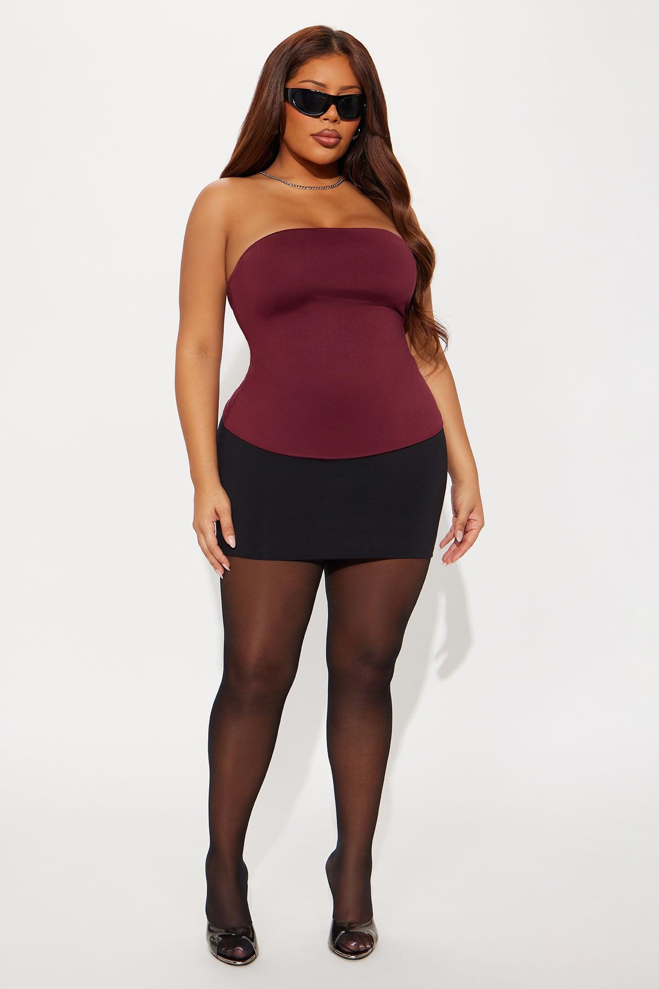 Contour Double Lined Tube Top - Wine Female Product Image