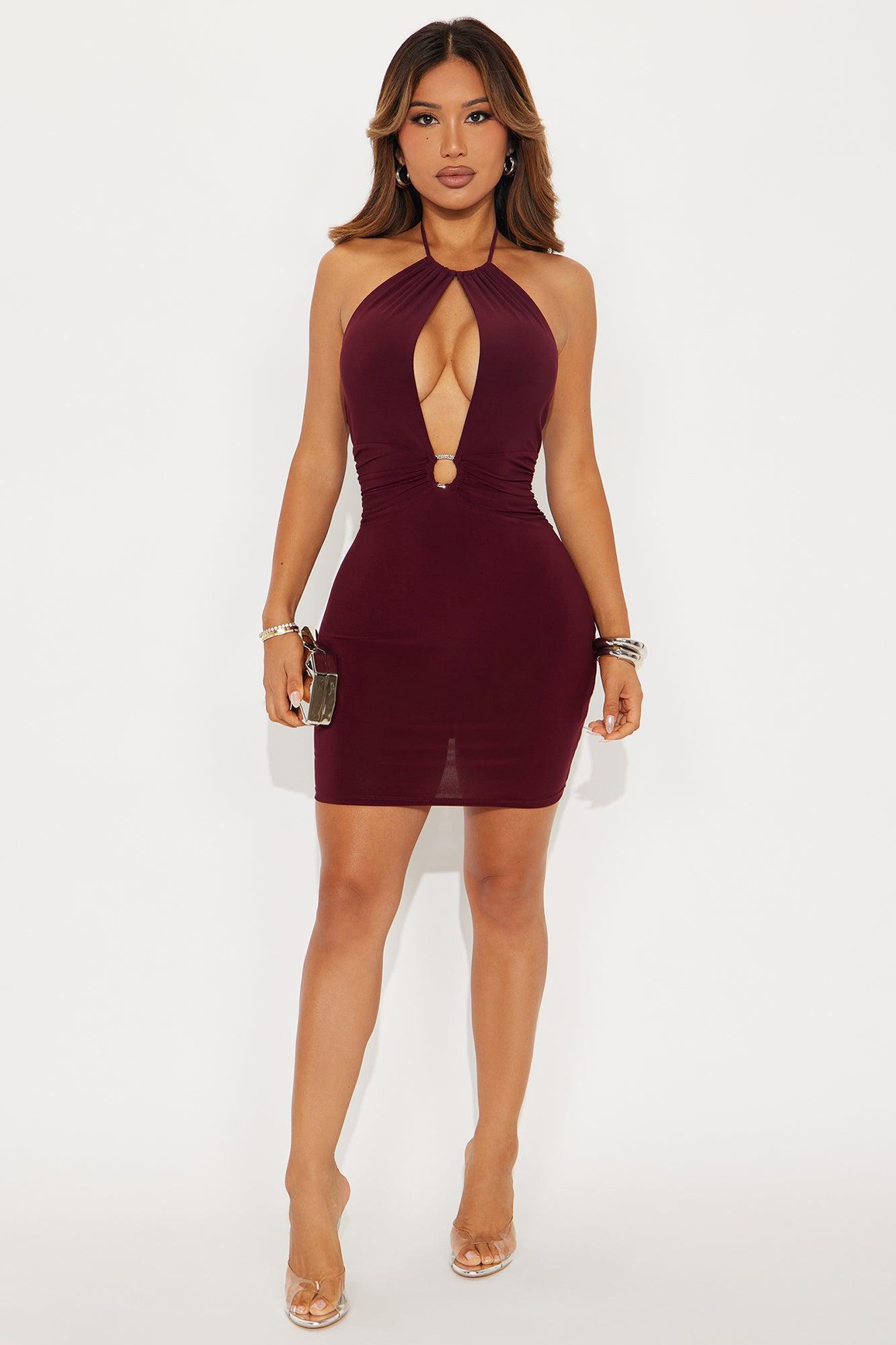 Bea Halter Mini Dress - Plum Female Product Image