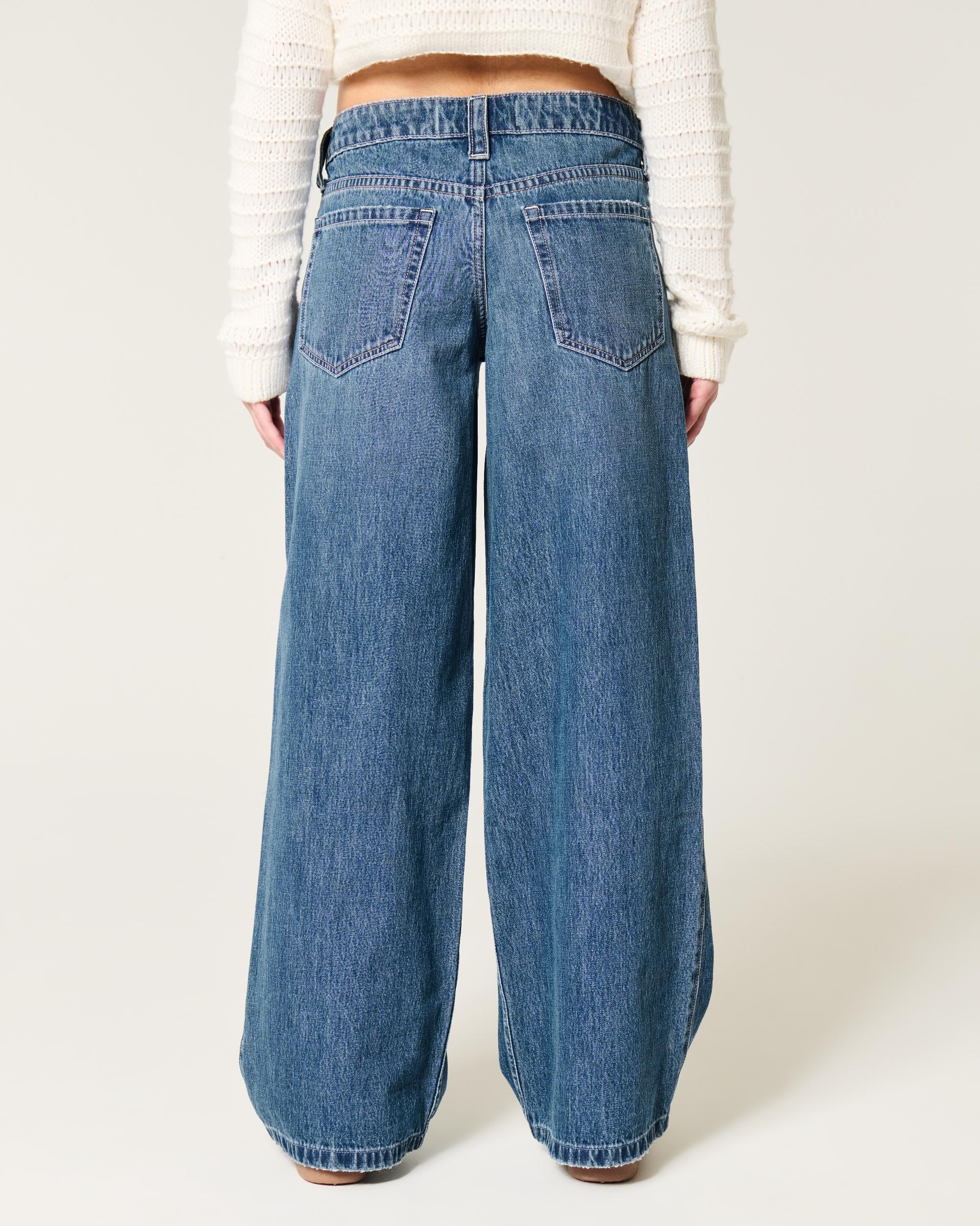Low-Rise Dark Wash Super Baggy Jeans Product Image