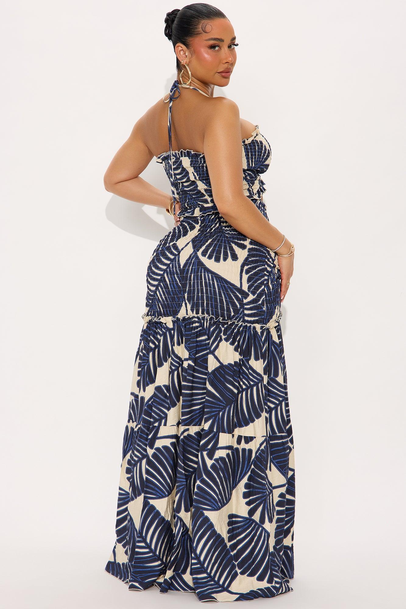 The Palms Smocked Maxi Dress - Navy/combo Product Image