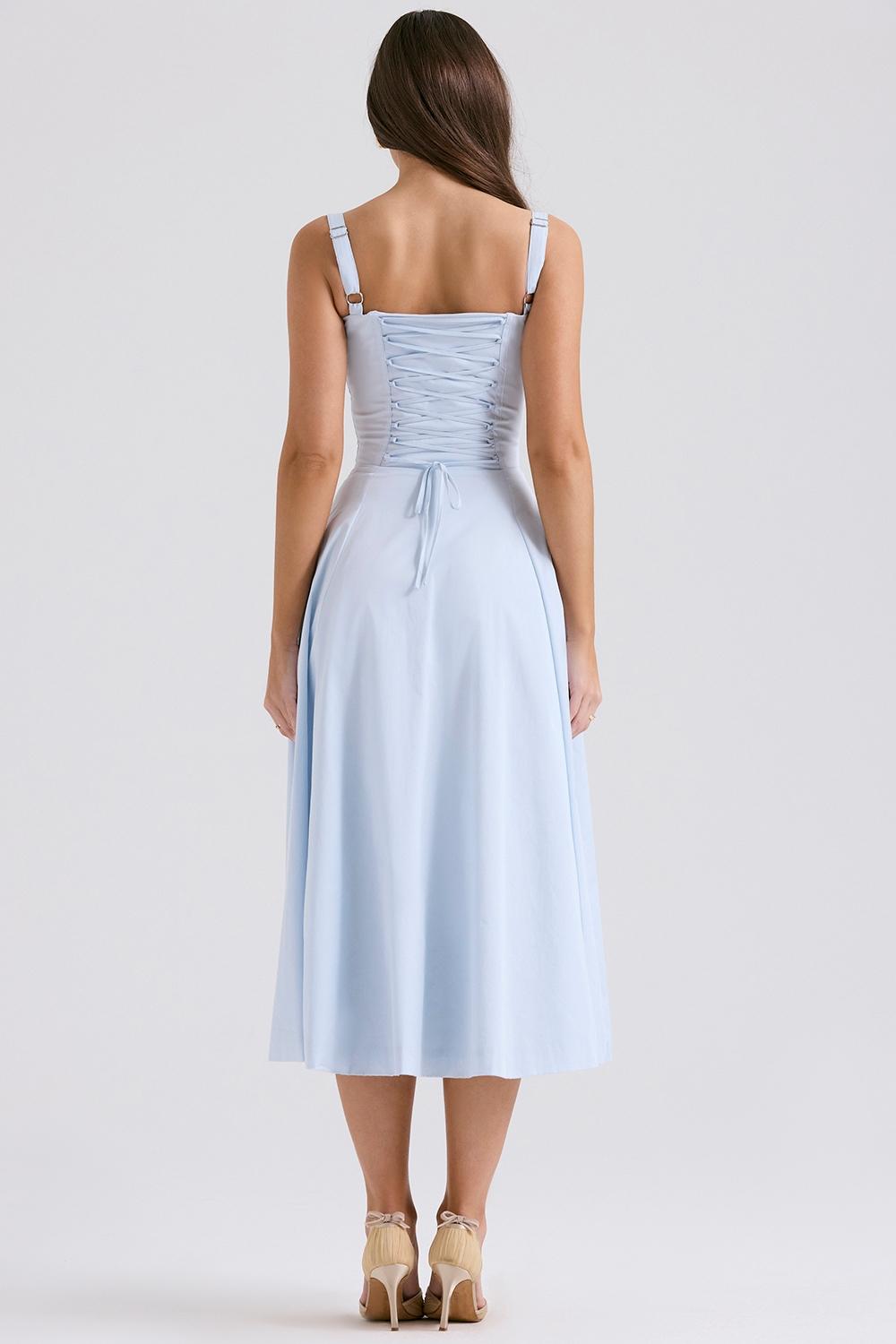 Carmen  soft blue cotton bustier sundress Product Image