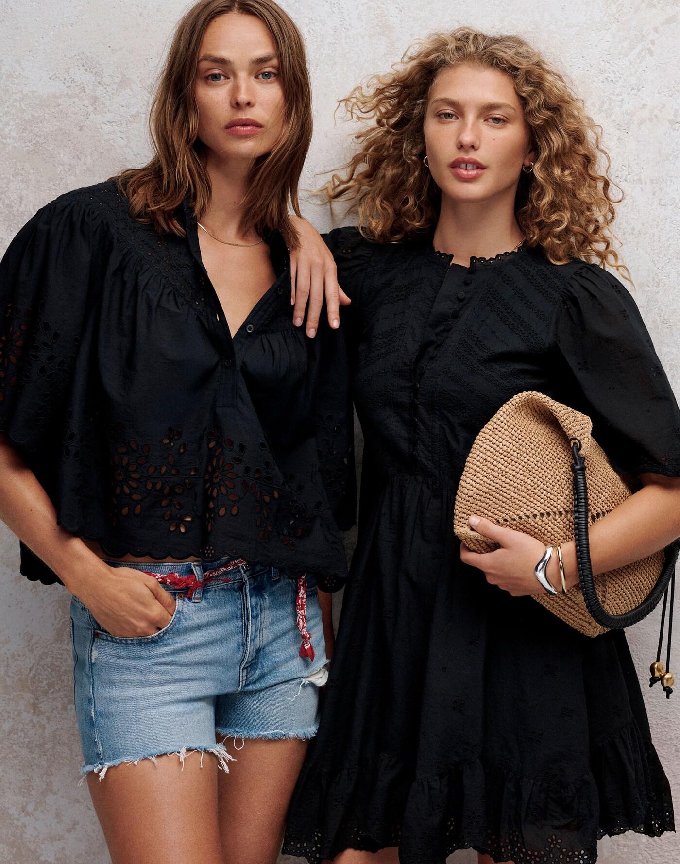 Eyelet Flutter Sleeve Mini Dress in Cotton Product Image