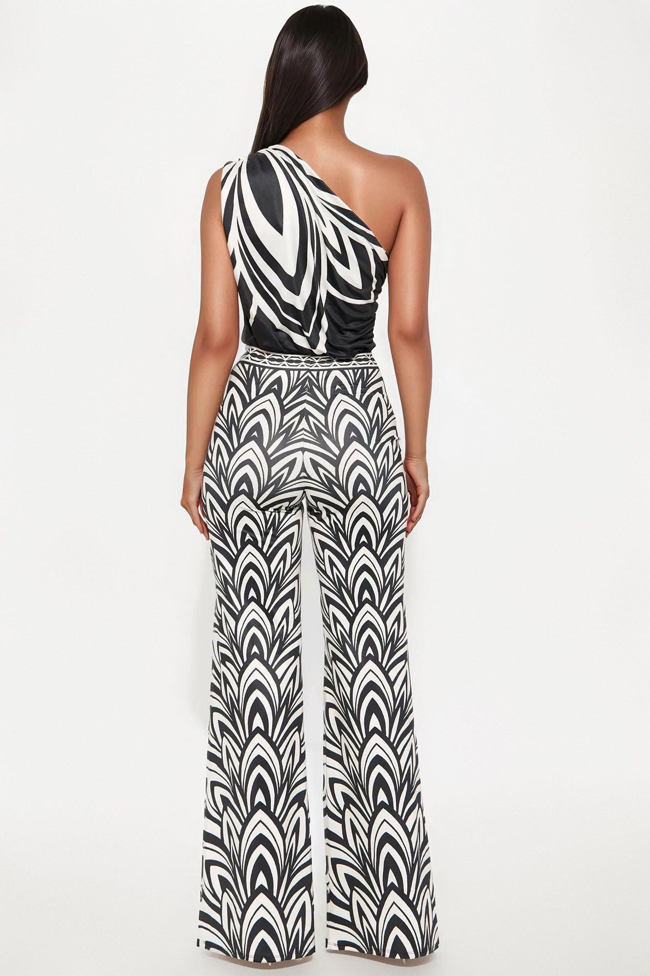 Off To Tahiti One Shoulder Jumpsuit - Black/combo Female Product Image