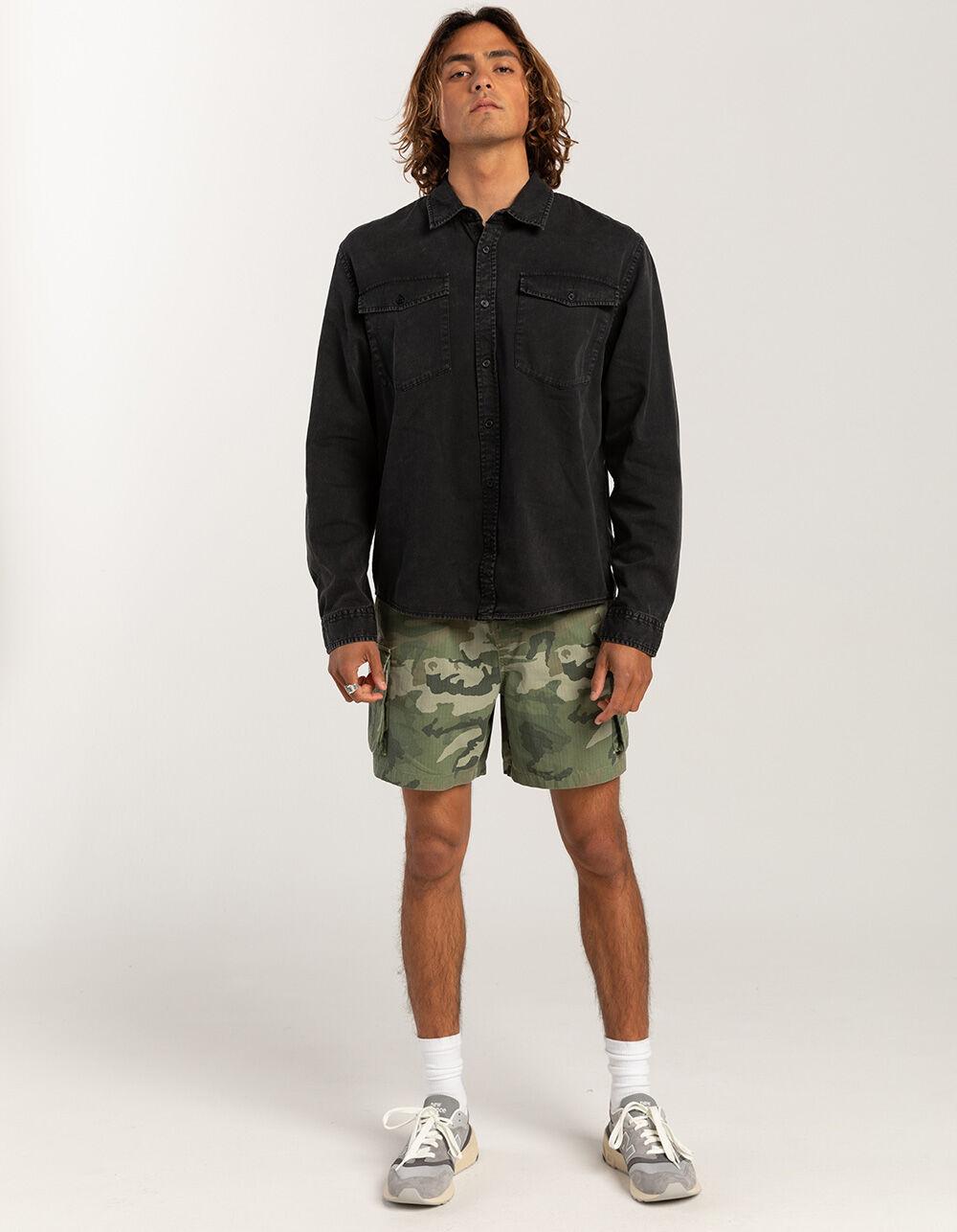 RSQ Mens Ripstop Cargo Pull On Shorts - CAMO GREEN Product Image