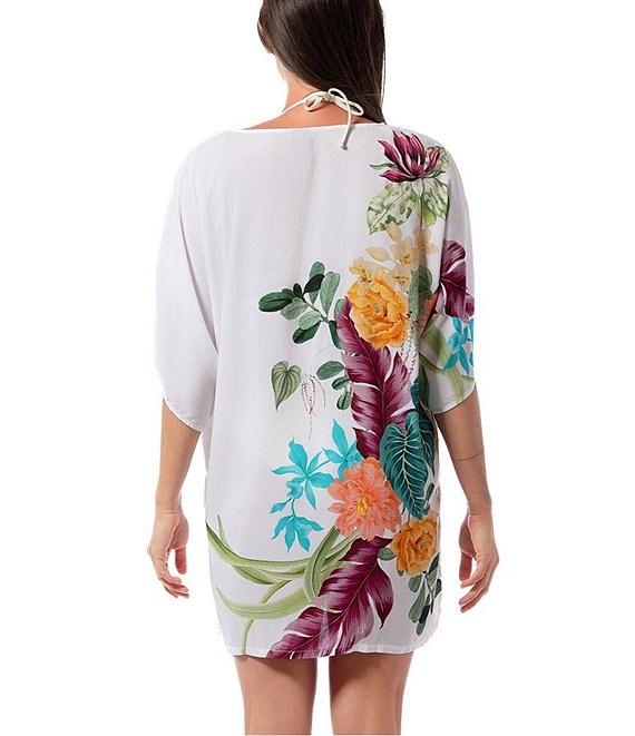 Jantzen Mystic Tropic V-Neck Short Sleeve Tunic Swim Cover-Up Product Image