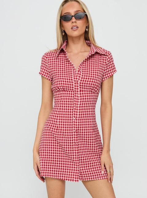 Motley Mini Dress Red Check Product Image