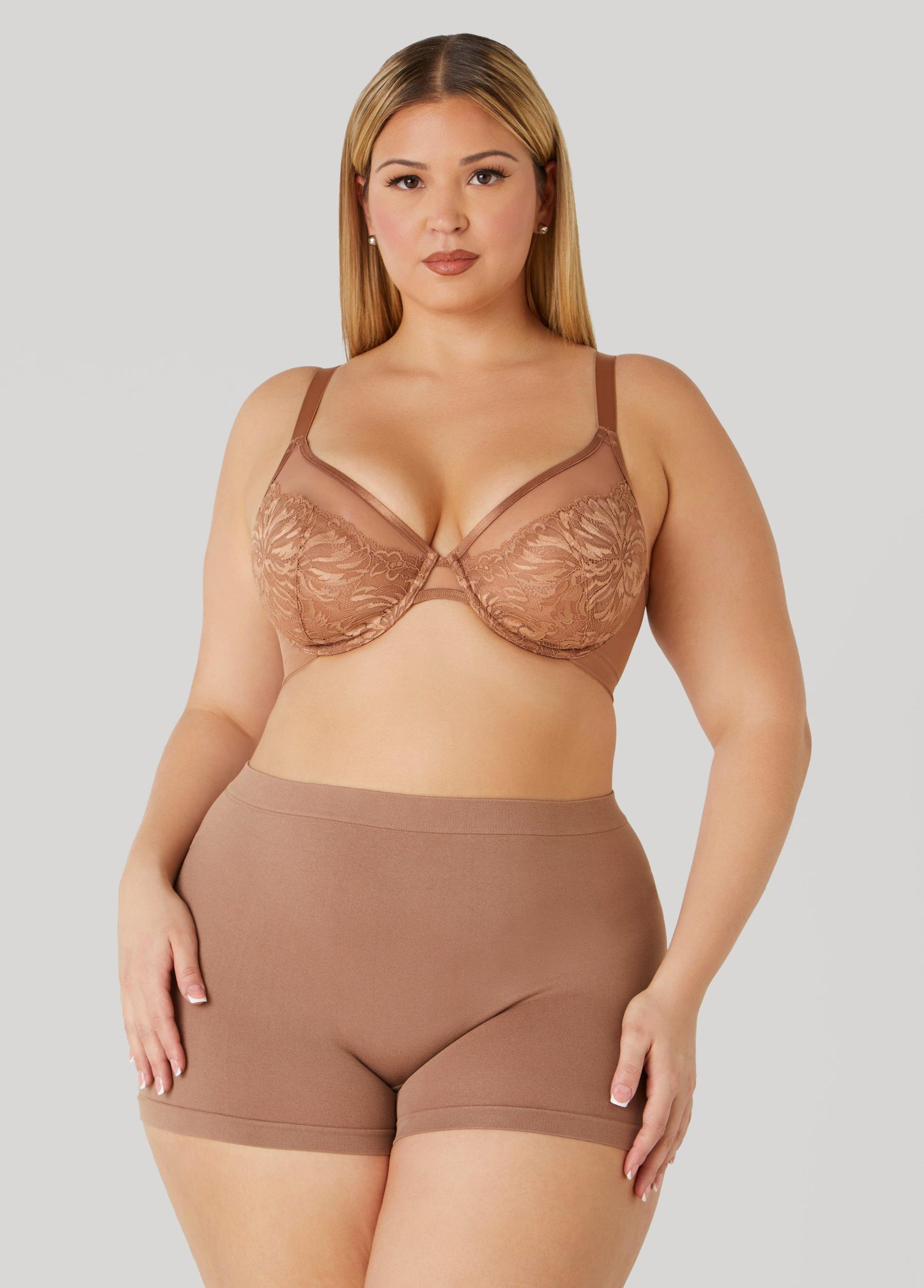 Plus Size Lace Paneled Mesh Underwire Bra Ashley Stewart Product Image