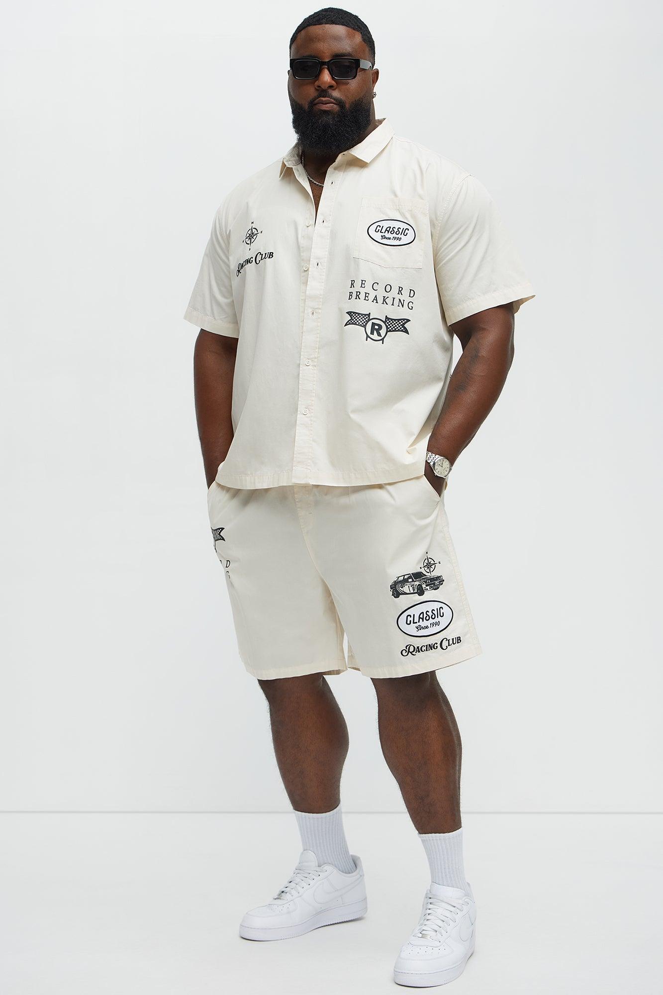 Racing Club Relaxed Drawstring Shorts - Cream Product Image