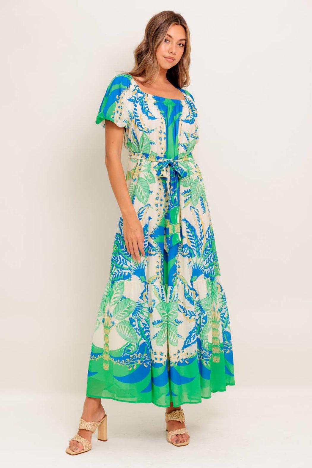 Floral Bouquet Belted Dress Product Image