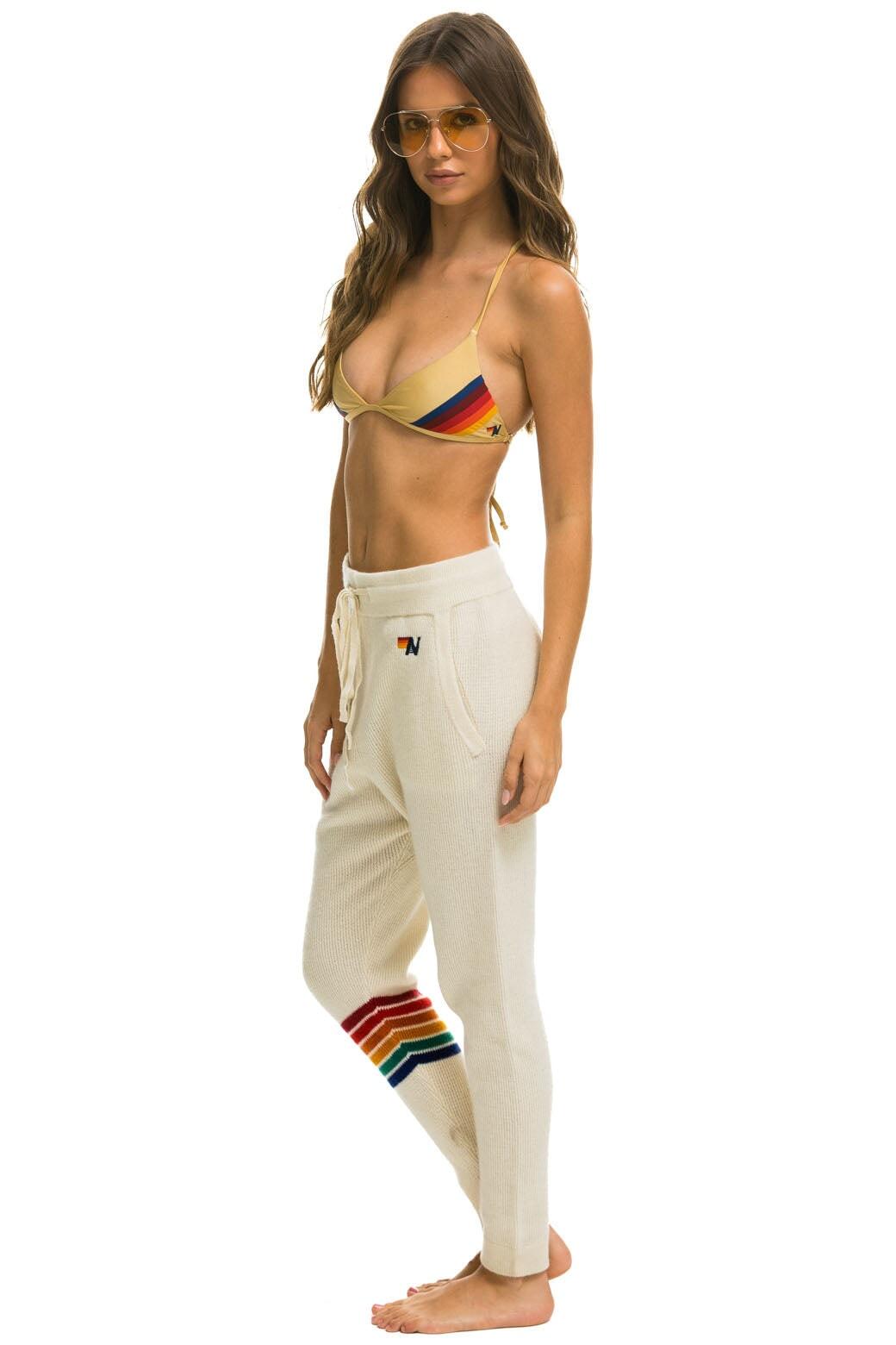RAINBOW 6 STRIPE CASHMERE RELAXED FIT PANT - VINTAGE WHITE Product Image