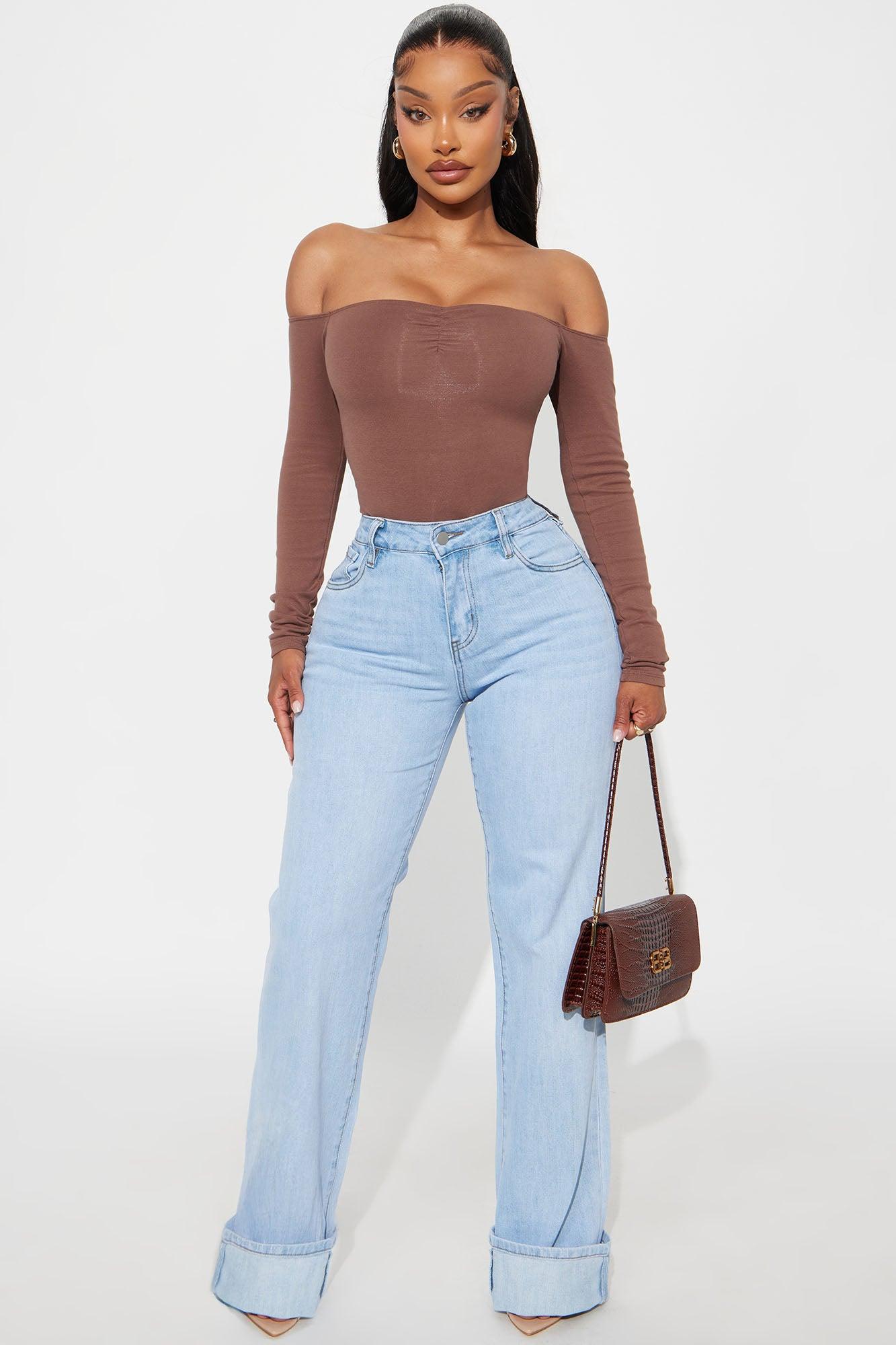 Kelly  Off Shoulder Bodysuit - Mocha Female Product Image