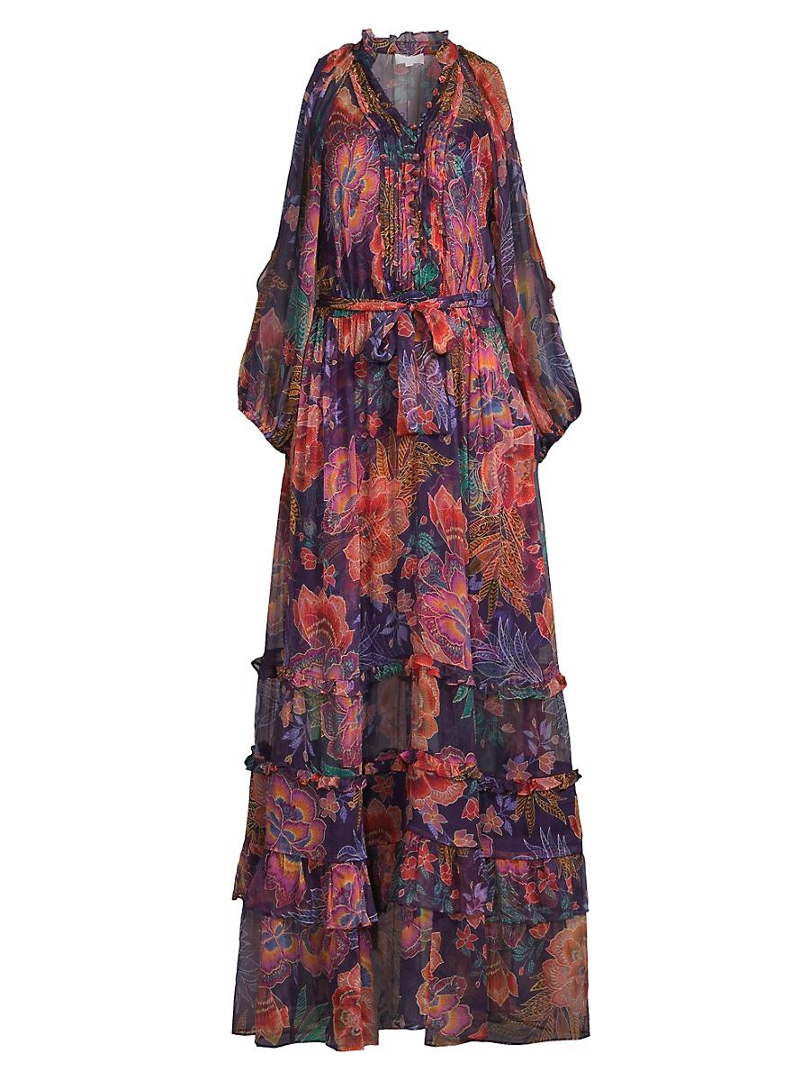 Womens Ashlee Floral Silk Tiered Maxi Dress Product Image