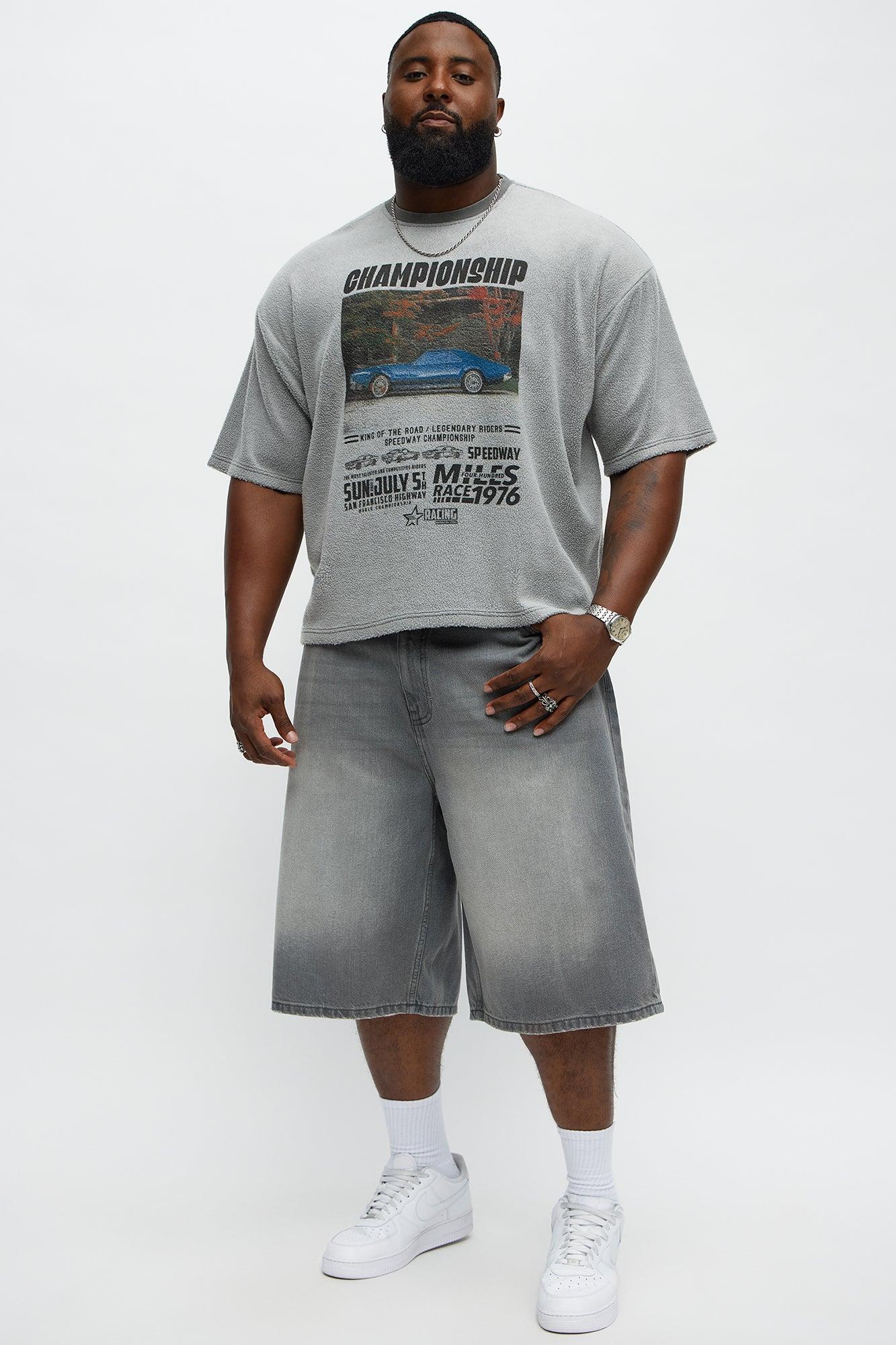 Baggy Shadowline Denim Short - Grey Product Image