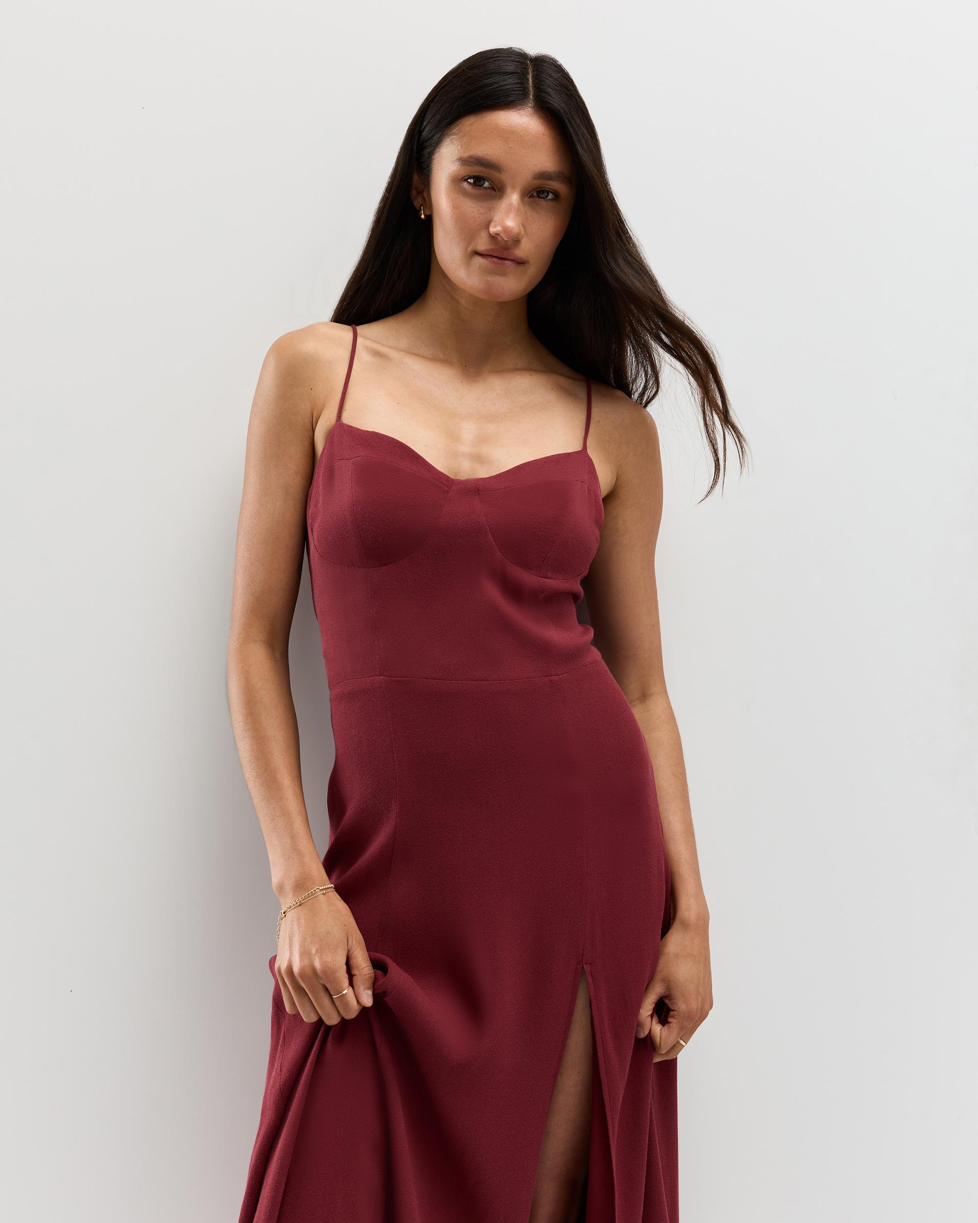 Quince | Women's Lightweight Crepe Sweetheart Midi Dress Size XS, Viscose Product Image