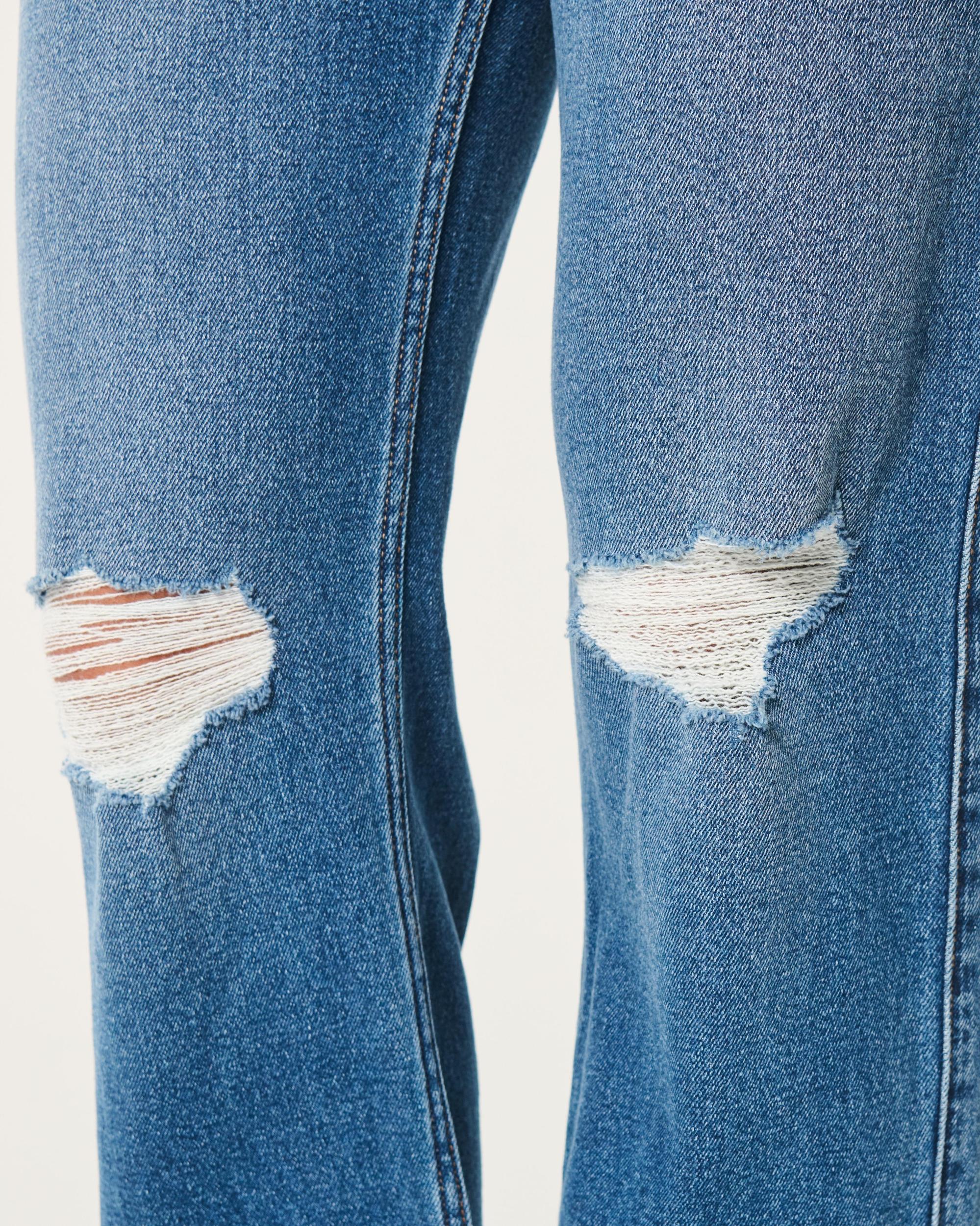 Curvy Ultra High-Rise Ripped Medium Wash Dad Jeans Product Image