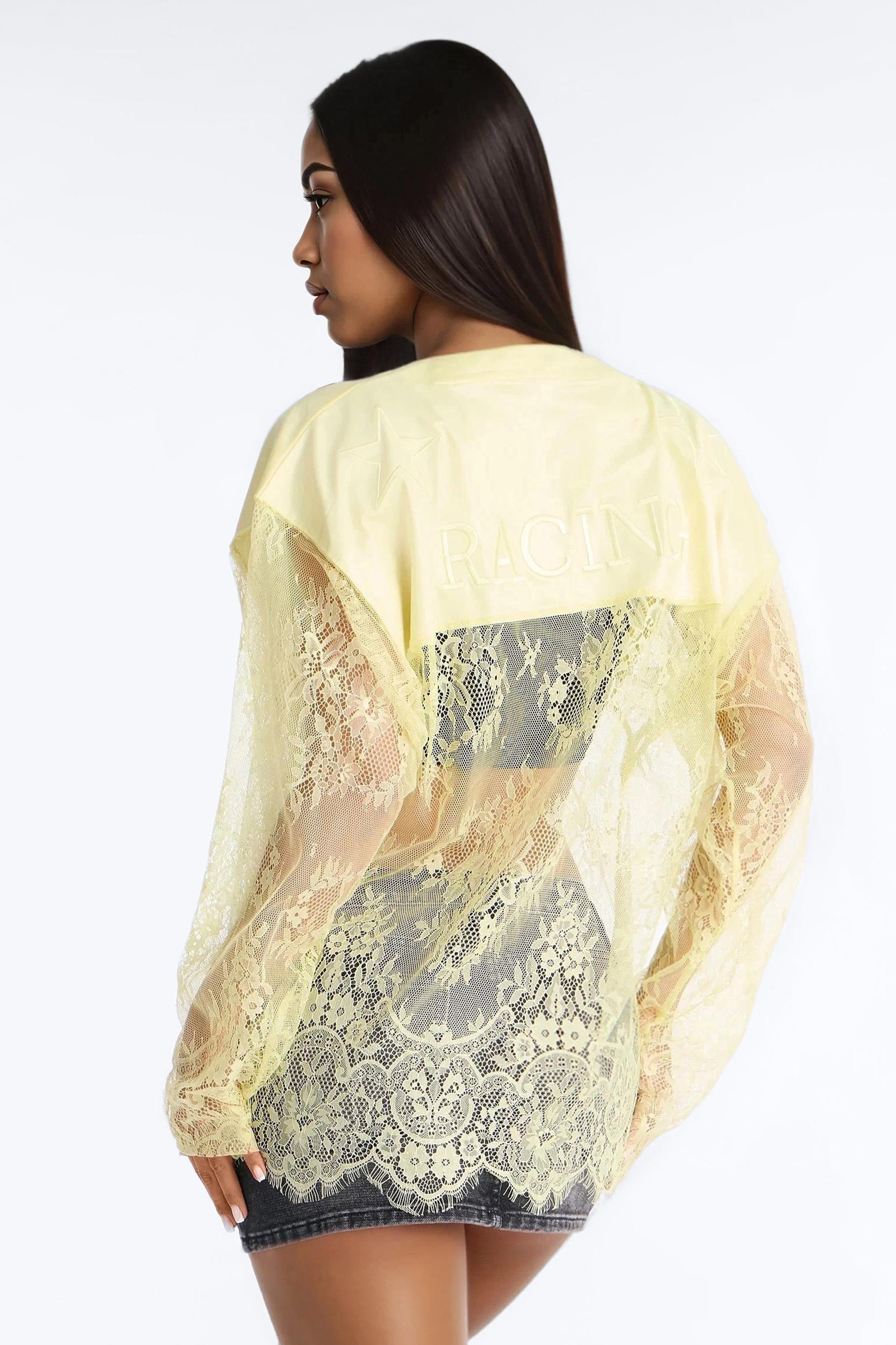 Game Countdown Lace Jersey Top - Yellow Female Product Image
