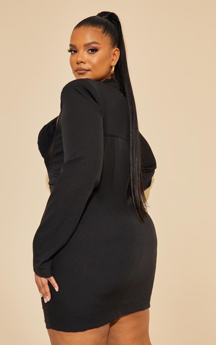 Plus Black Corset Cross Front Bodycon Dress Product Image