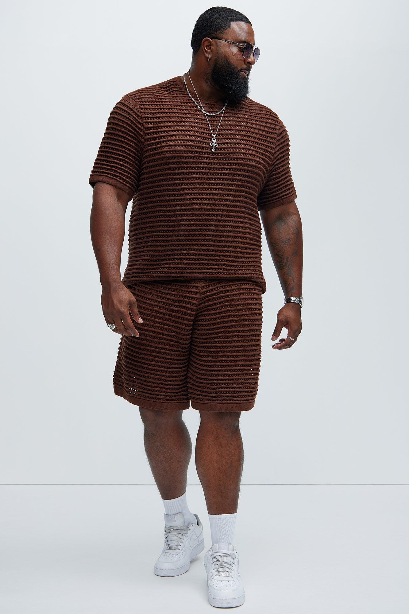 Milton Textured Crew Neck Tee - Dark Brown Product Image